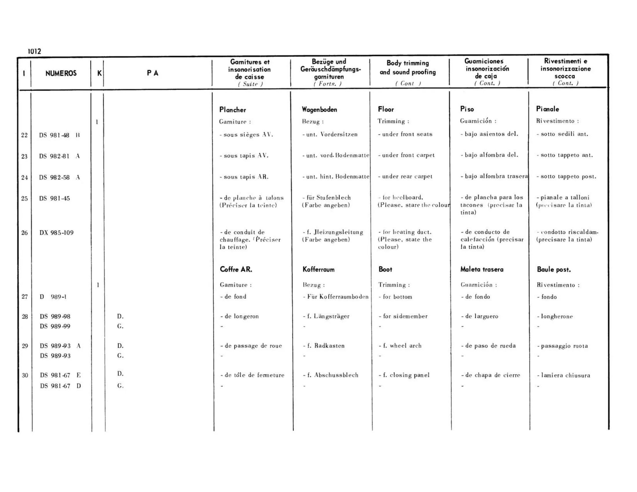 Berline Pallas, page 492 of 503 — 598 Parts Catalogue — Volume II