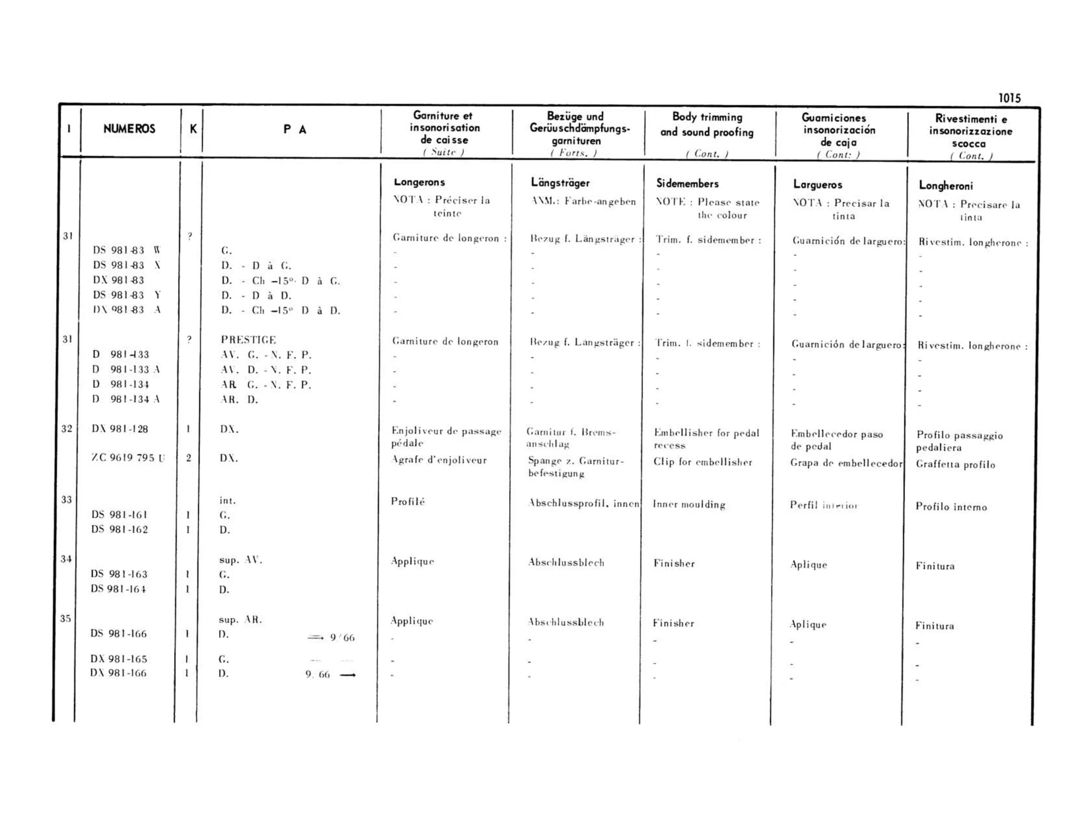 Berline Pallas, page 493 of 503 — 598 Parts Catalogue — Volume II