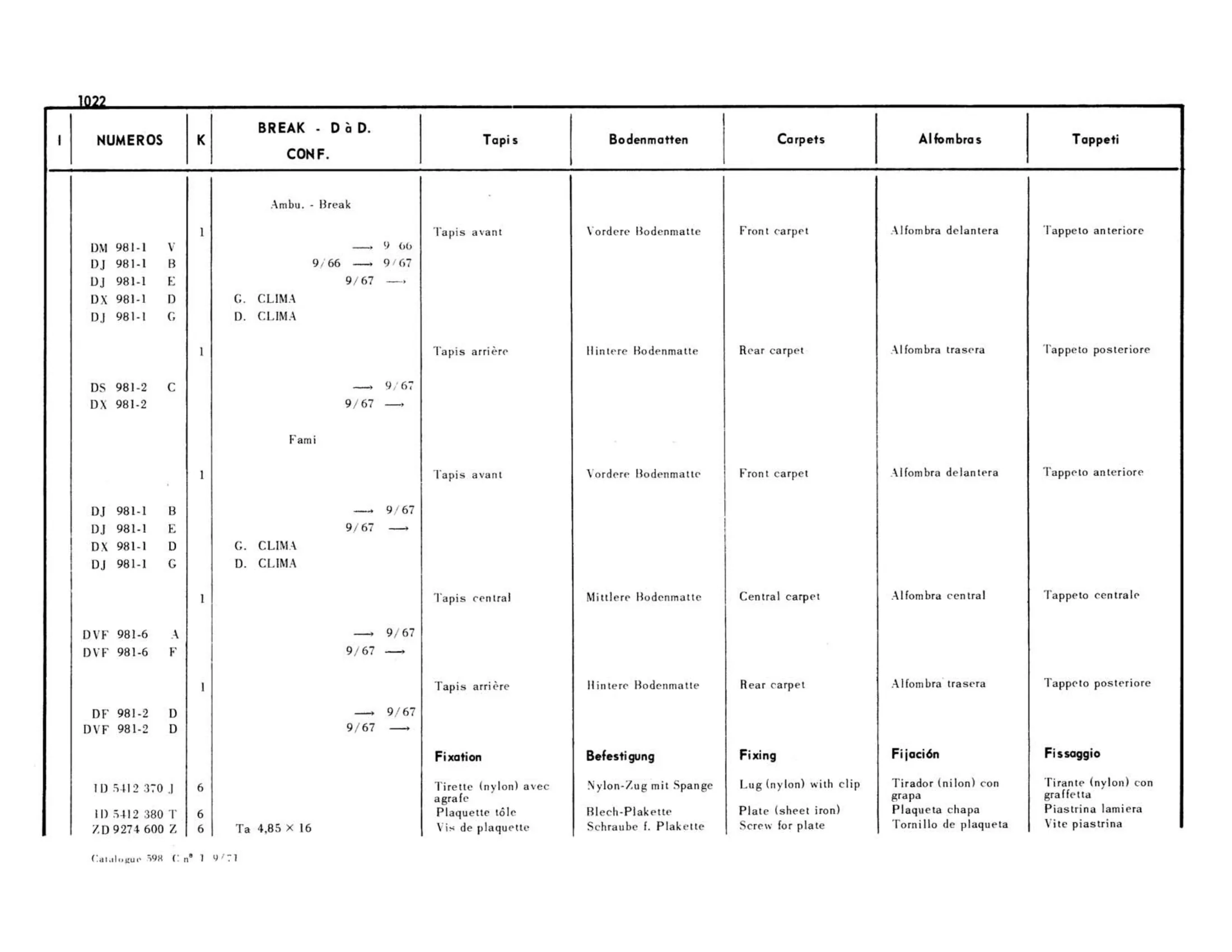Right hand drive, page 498 of 503 — 598 Parts Catalogue — Volume II