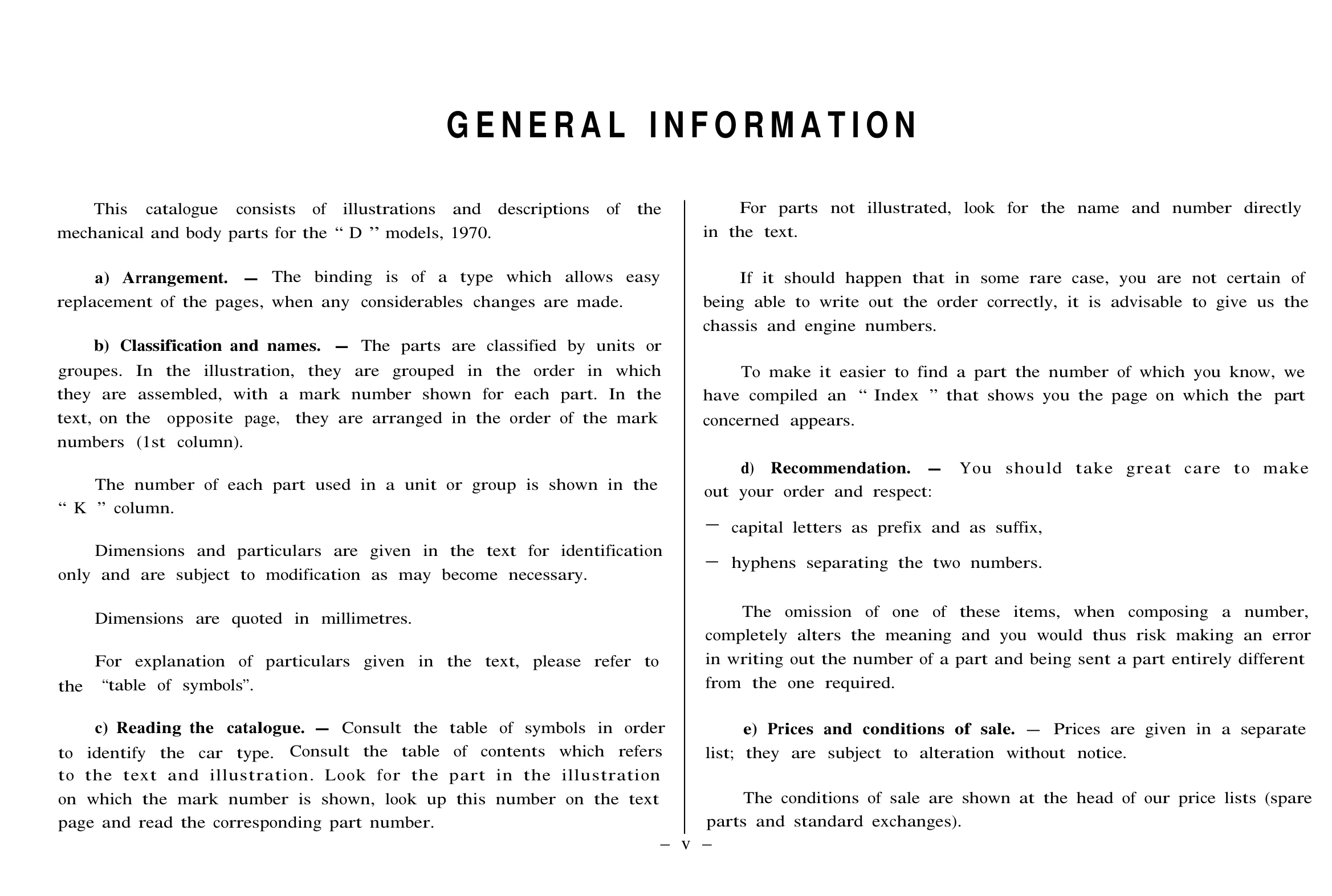 Volume 1, page 3 of 698 — 604 Parts Catalogue — Volume I