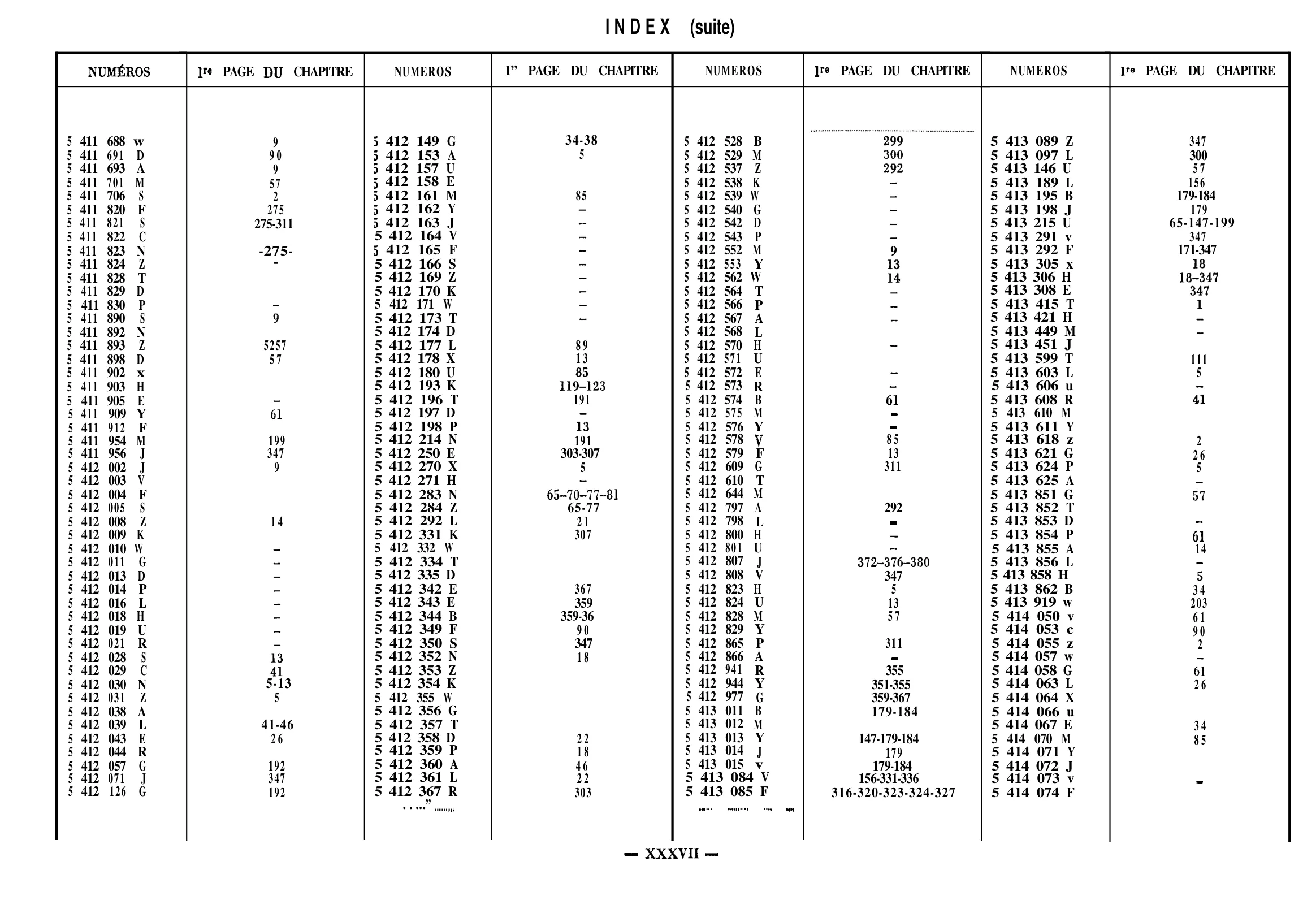 Index of Part Nos., page 20 of 698 — 604 Parts Catalogue — Volume I
