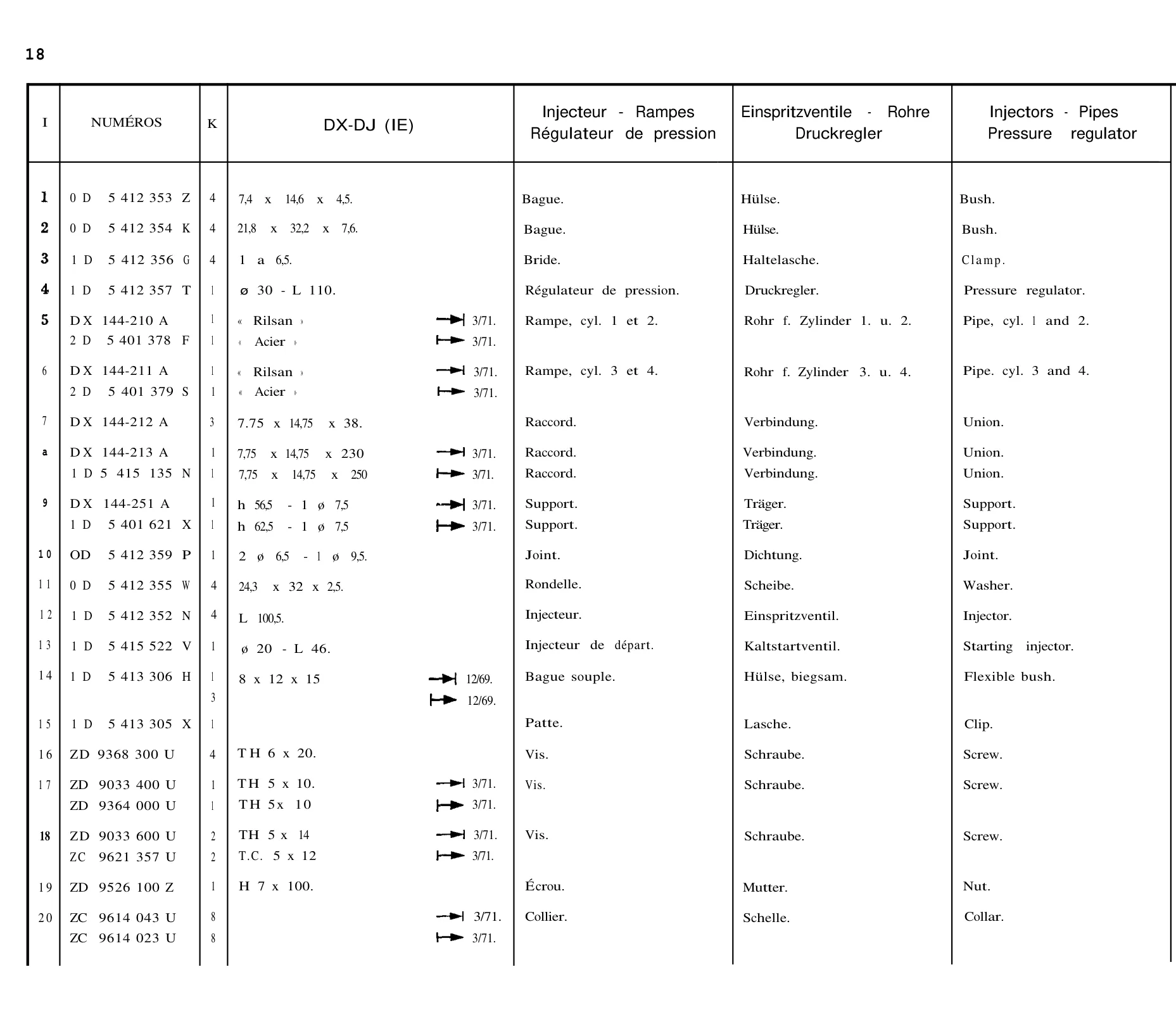 Injectors, etc., page 37 of 698 — 604 Parts Catalogue — Volume I