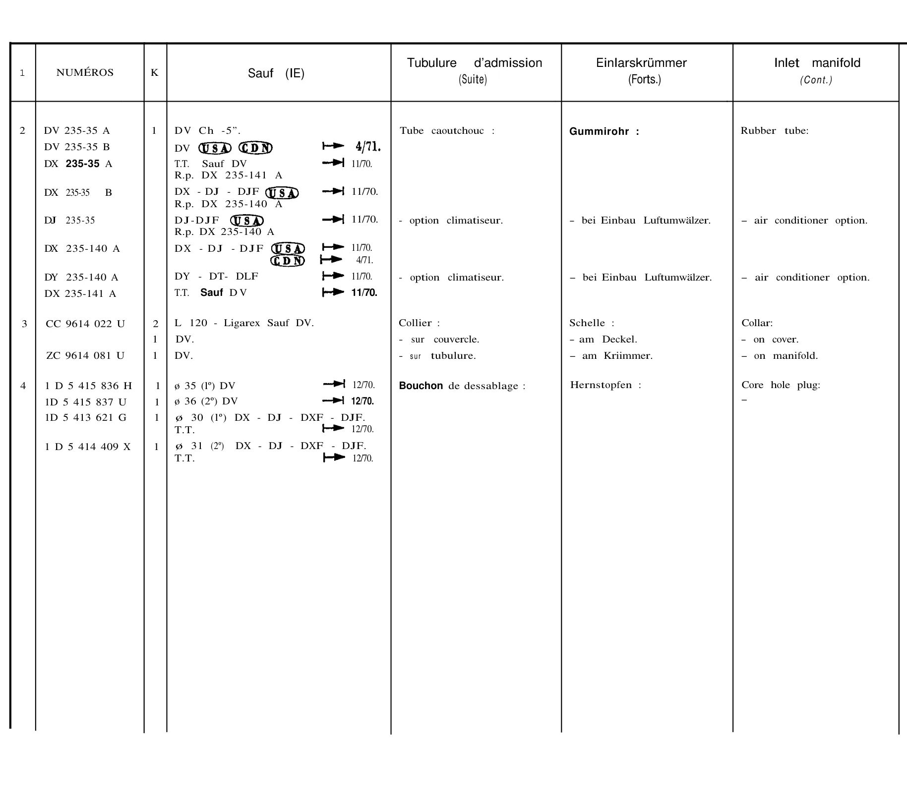 Inlet manifold, page 45 of 698 — 604 Parts Catalogue — Volume I