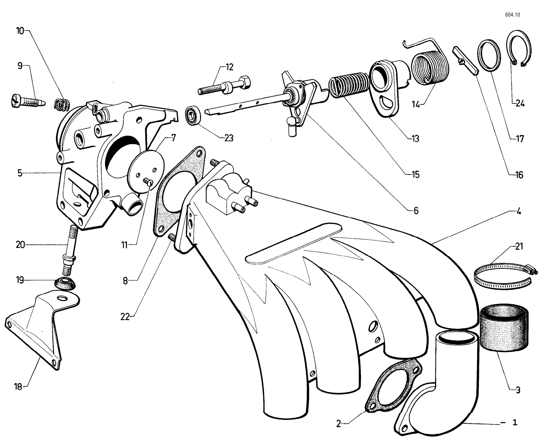 Throttle casing, page 46 of 698 — 604 Parts Catalogue — Volume I