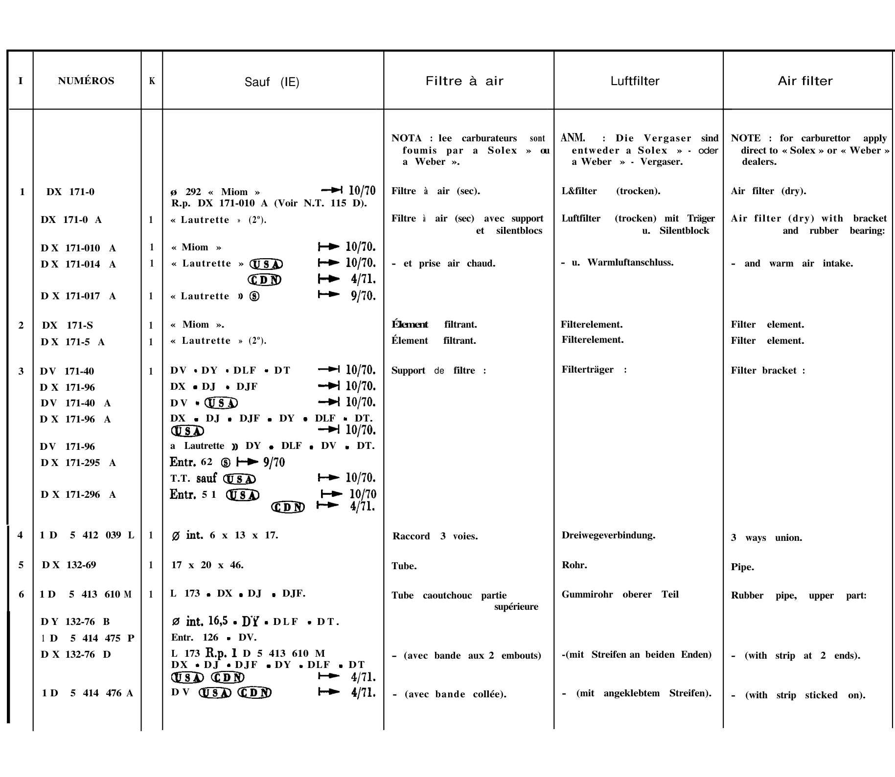 Air filter, page 55 of 698 — 604 Parts Catalogue — Volume I