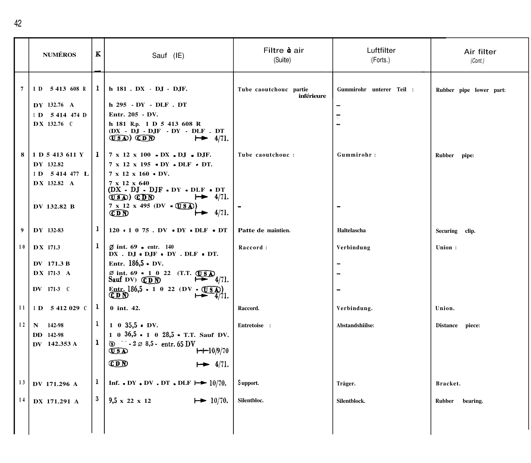 Air filter, page 56 of 698 — 604 Parts Catalogue — Volume I
