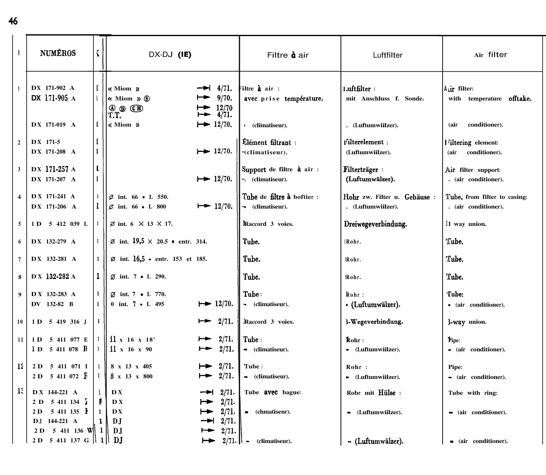 Air filter, page 59 of 698 — 604 Parts Catalogue — Volume I