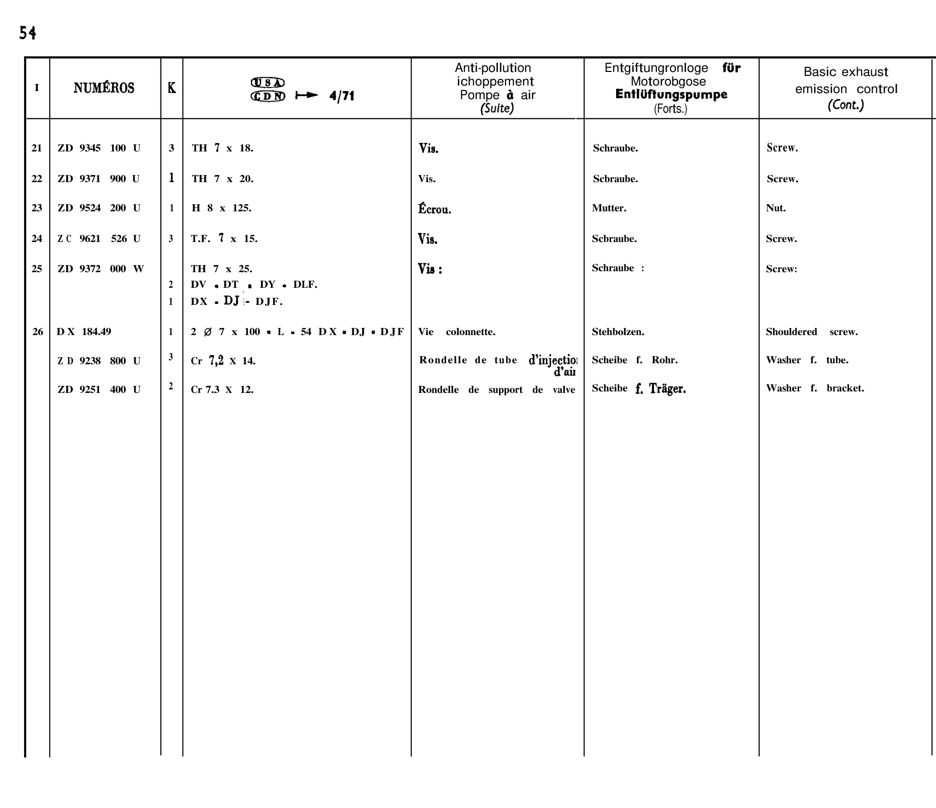 Exhaust emission control, page 65 of 698 — 604 Parts Catalogue — Volume I