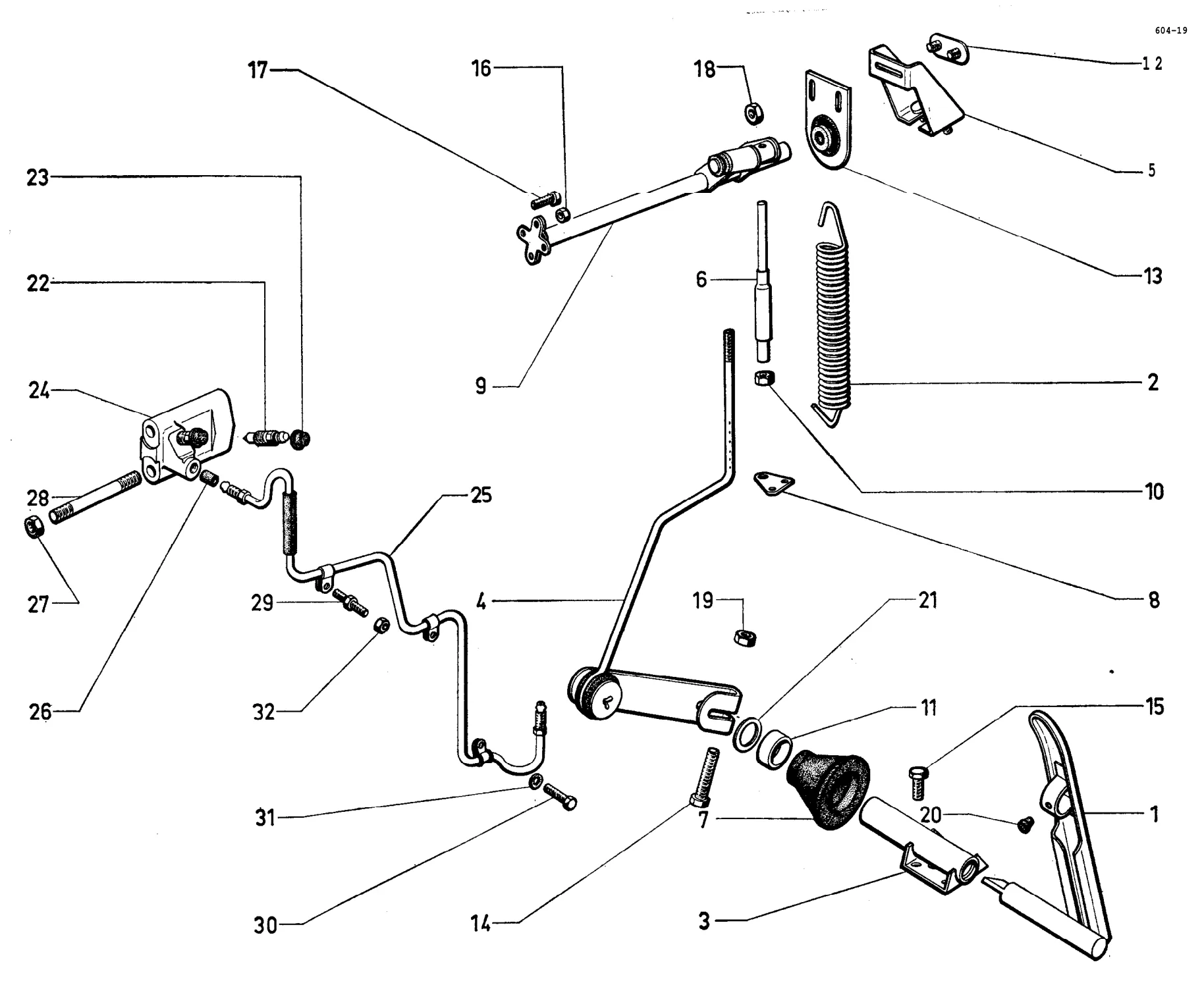 Accelerator control, page 72 of 698 — 604 Parts Catalogue — Volume I