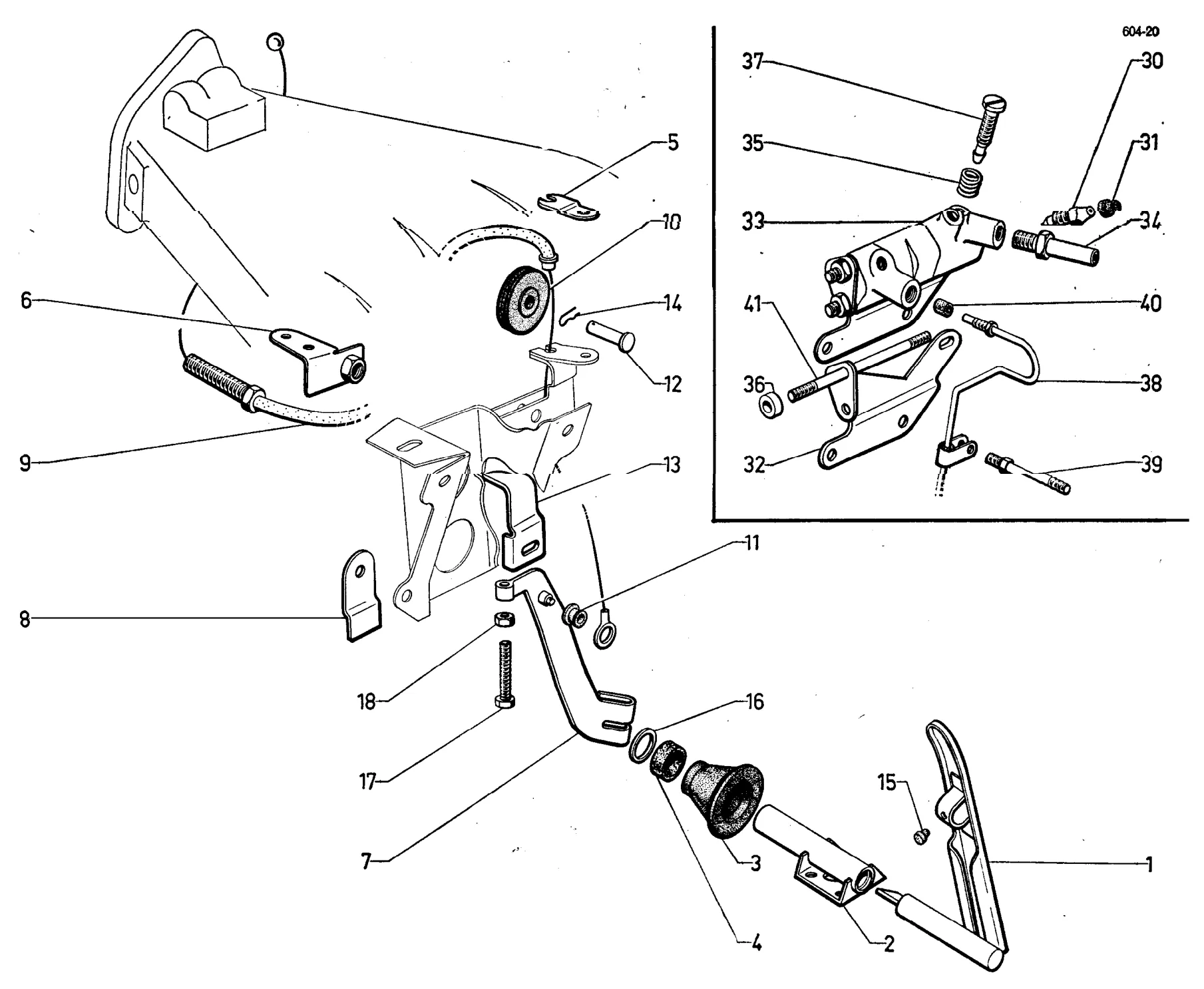 Accelerator control, page 76 of 698 — 604 Parts Catalogue — Volume I
