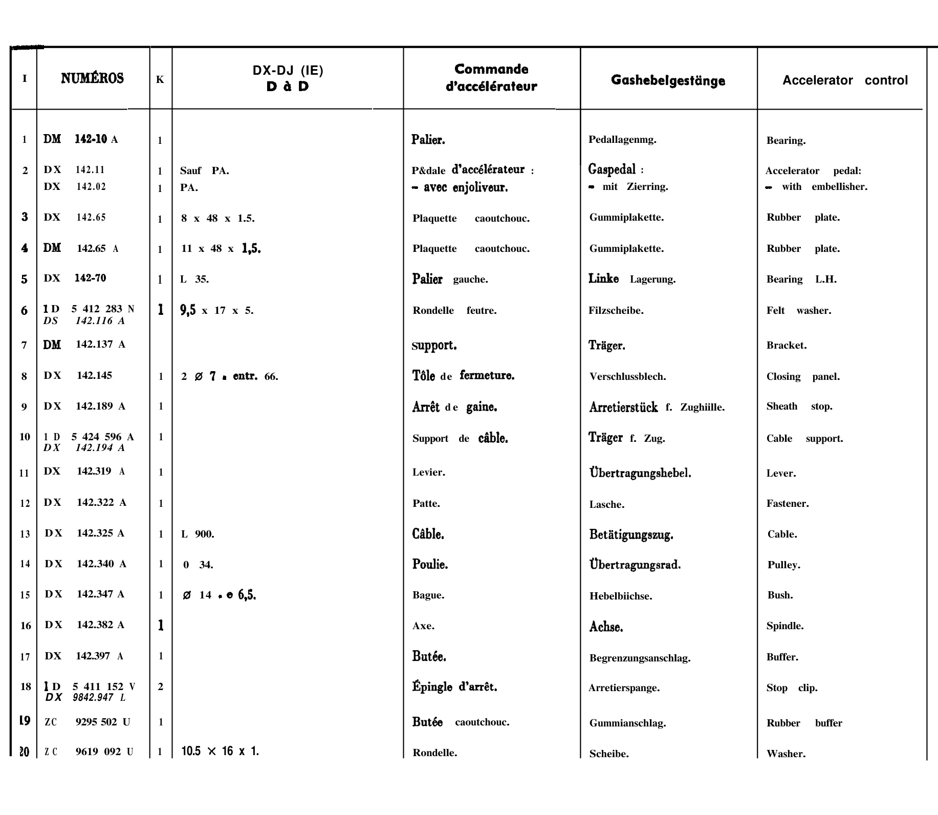 Accelerator control, page 84 of 698 — 604 Parts Catalogue — Volume I