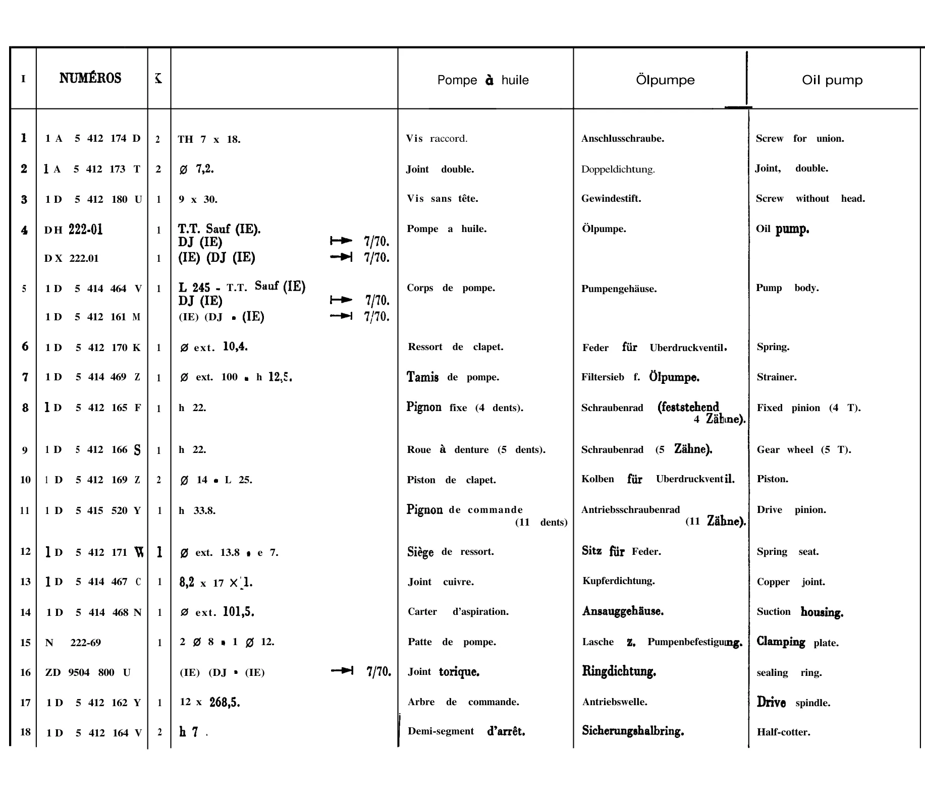 Oil pump, page 87 of 698 — 604 Parts Catalogue — Volume I