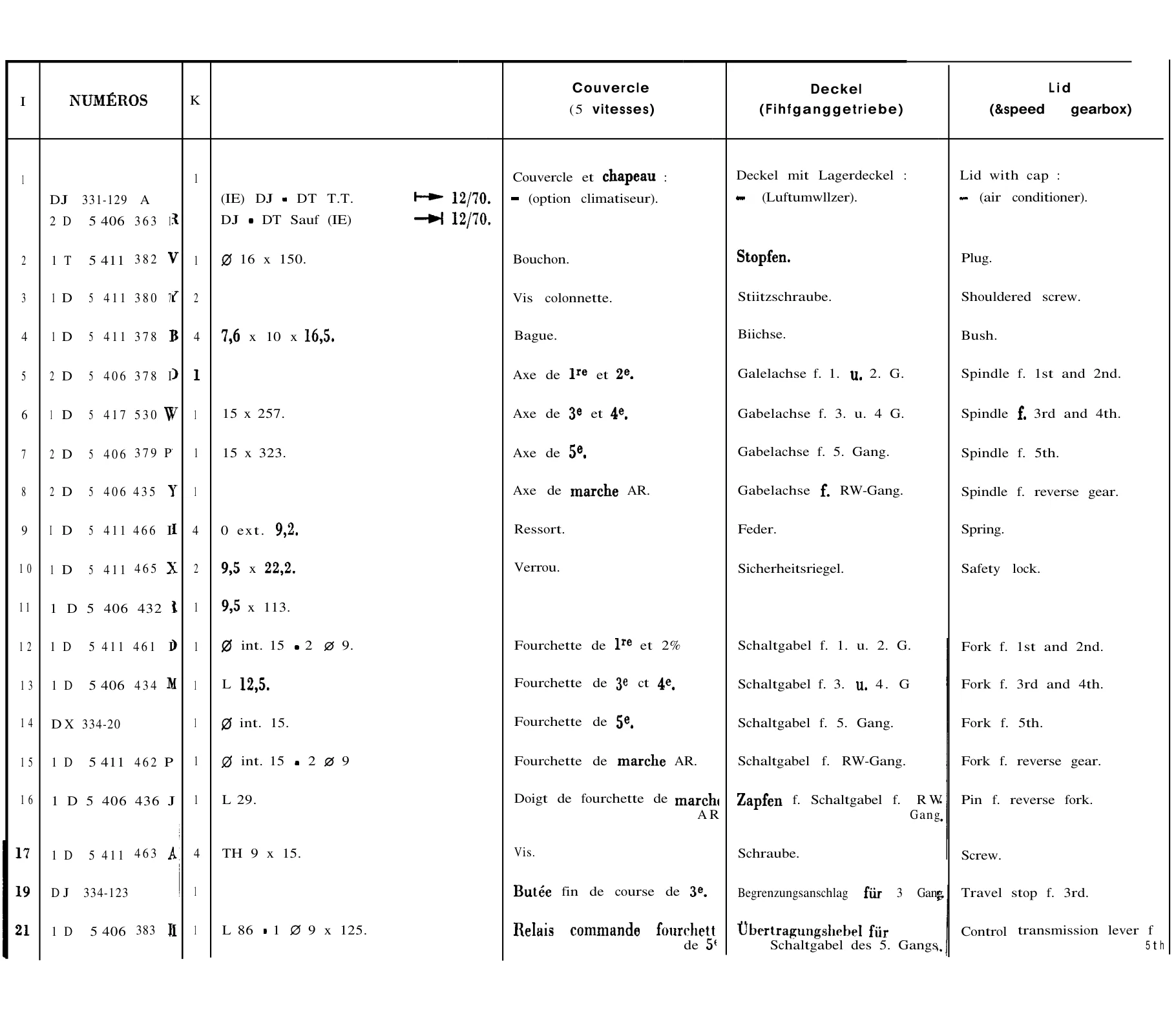 Lid 5-speed, page 116 of 698 — 604 Parts Catalogue — Volume I