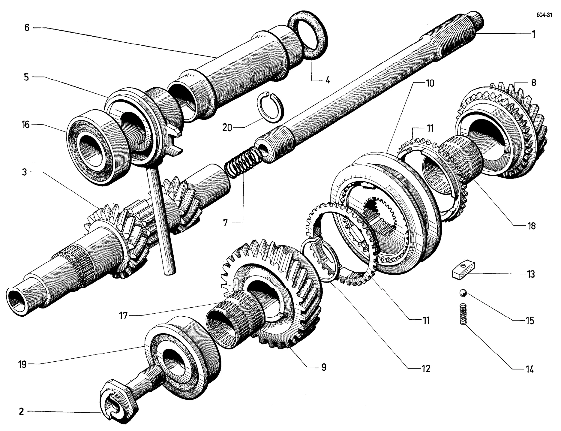 Primary shaft (4-spd), page 118 of 698 — 604 Parts Catalogue — Volume I