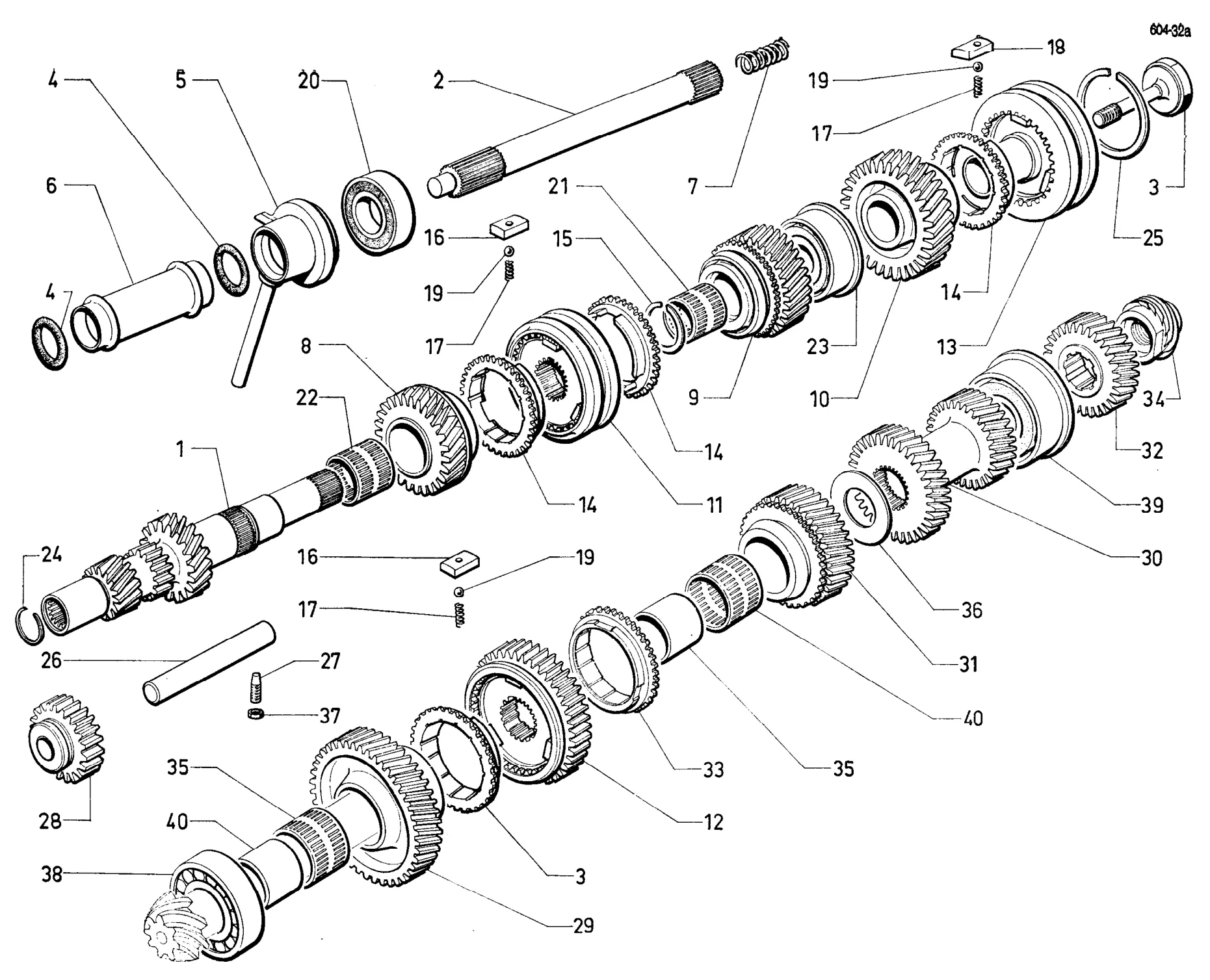 Shaft, pinions - 5-spd, page 125 of 698 — 604 Parts Catalogue — Volume I