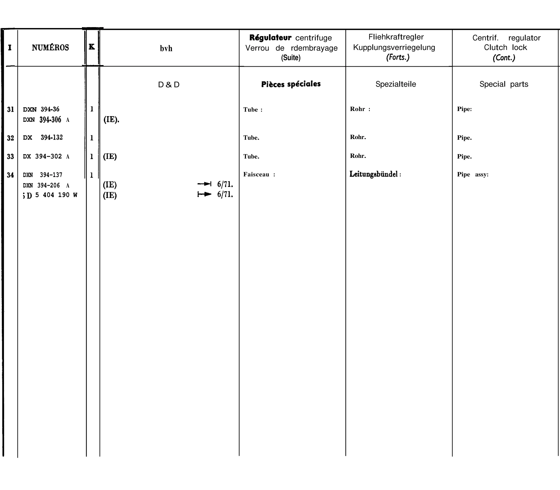 Centrifugal regulator, page 137 of 698 — 604 Parts Catalogue — Volume I