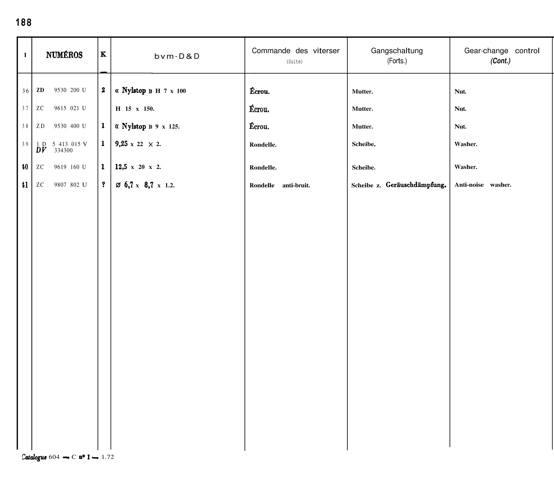 Manual gearchange, page 161 of 698 — 604 Parts Catalogue — Volume I