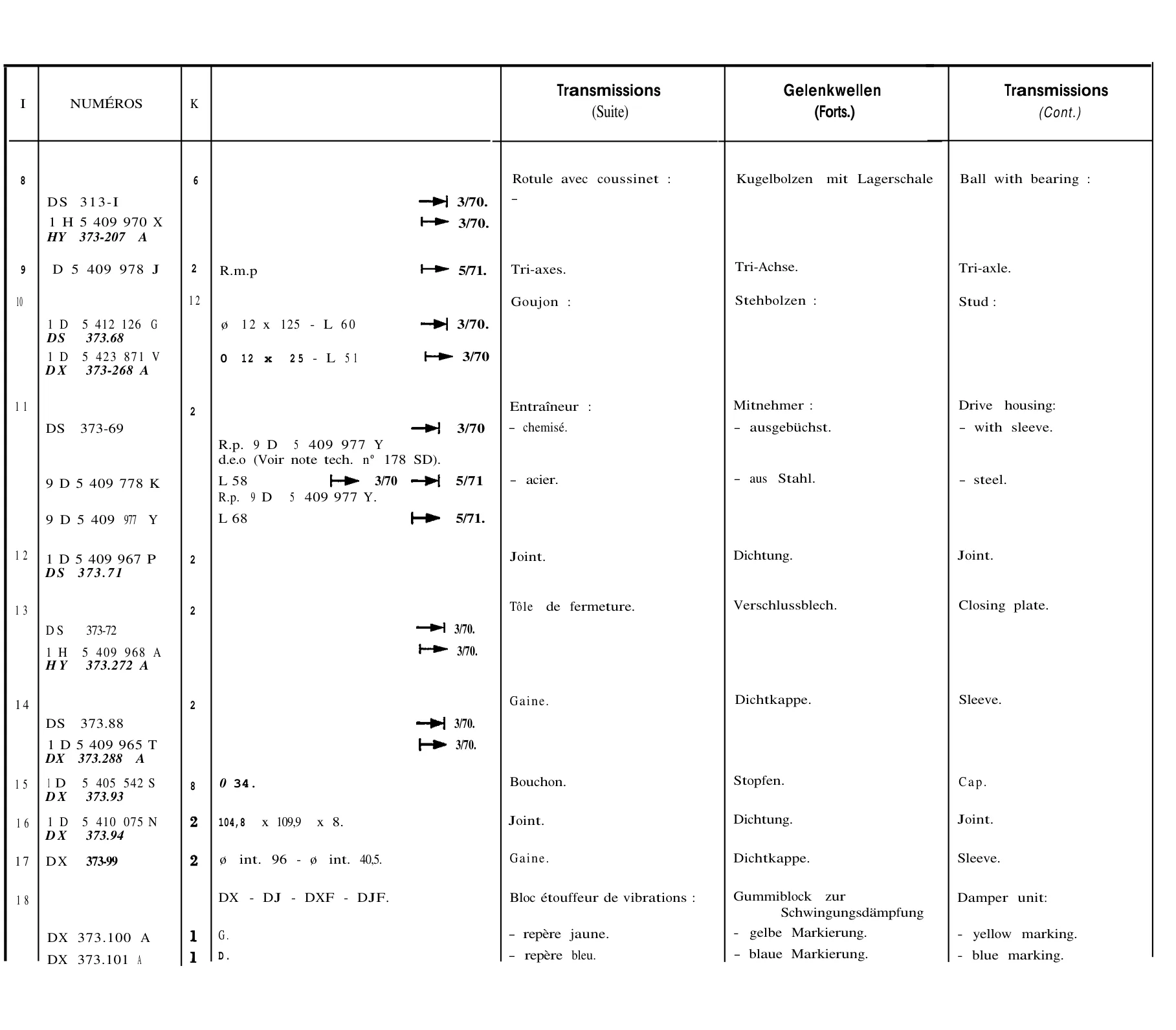 Driveshafts, page 166 of 698 — 604 Parts Catalogue — Volume I