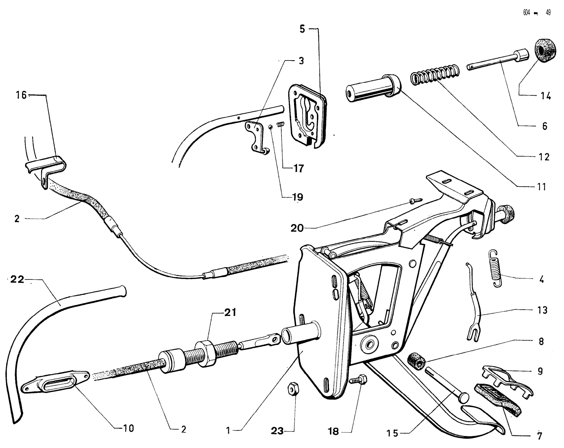 Parking brake linkage, page 181 of 698 — 604 Parts Catalogue — Volume I