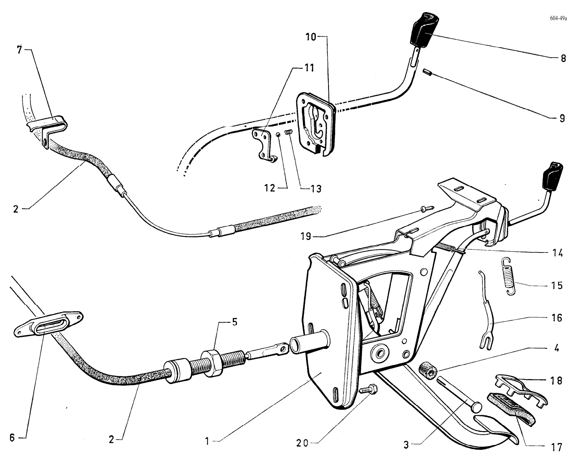 Parking brake linkage, page 184 of 698 — 604 Parts Catalogue — Volume I