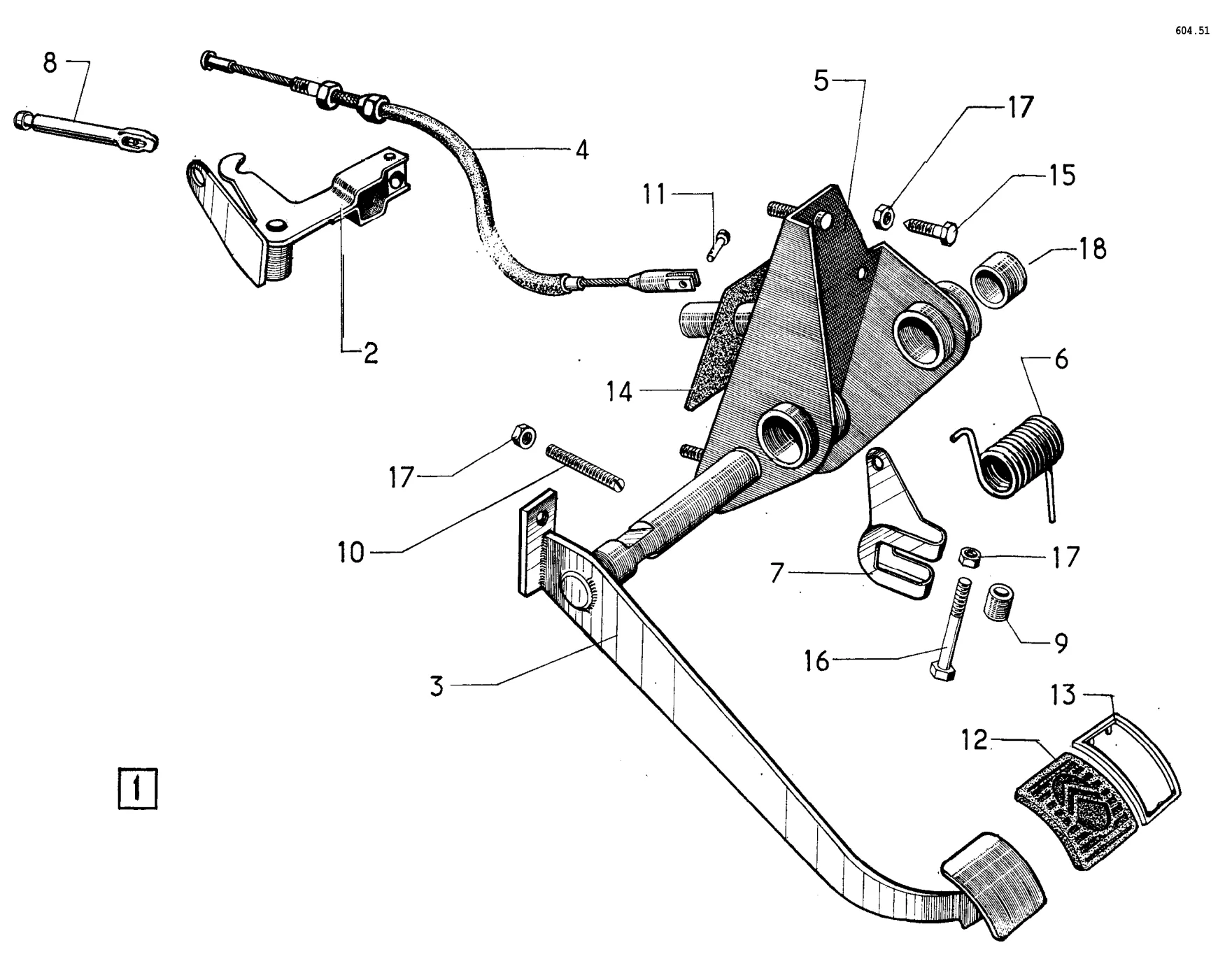 Pedal gear, page 189 of 698 — 604 Parts Catalogue — Volume I