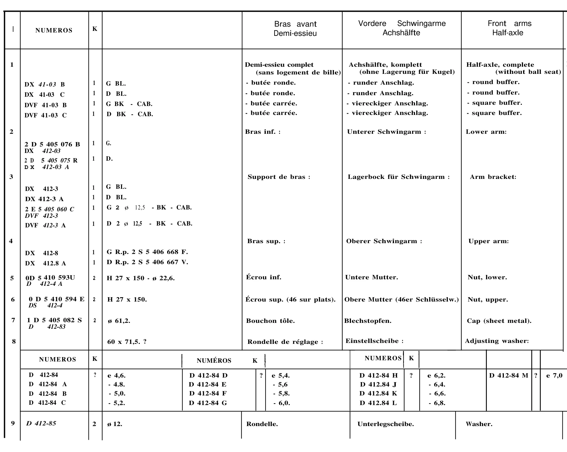 Front supension arms, page 203 of 698 — 604 Parts Catalogue — Volume I