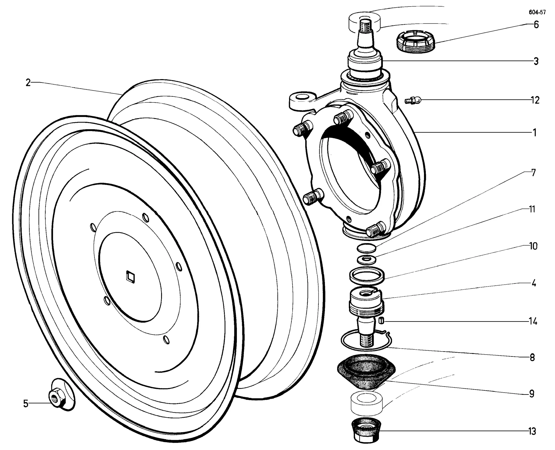 Hubs, pivots, wheels, page 205 of 698 — 604 Parts Catalogue — Volume I