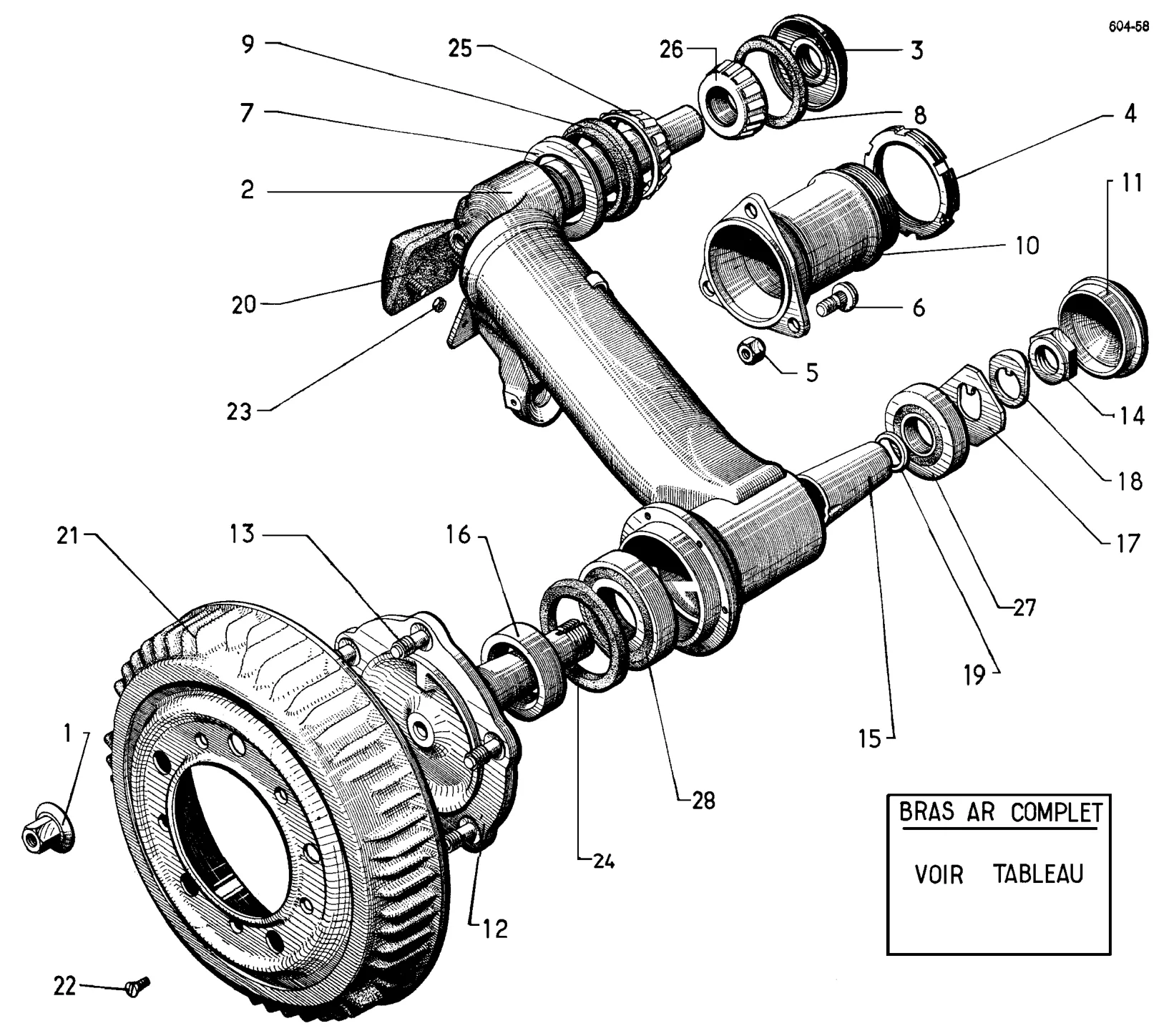 Rear arms, hubs, page 207 of 698 — 604 Parts Catalogue — Volume I