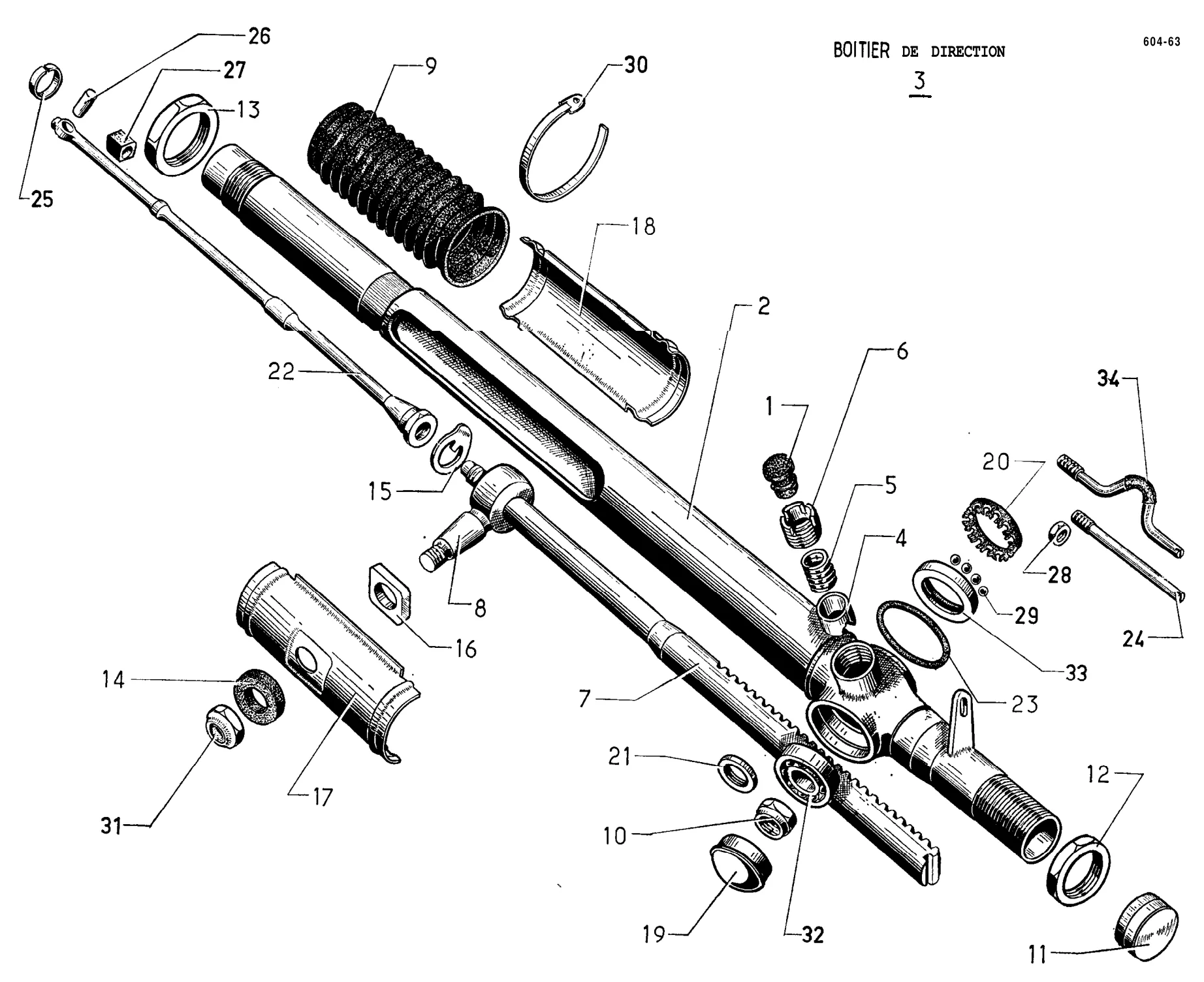 Steering rack, page 222 of 698 — 604 Parts Catalogue — Volume I