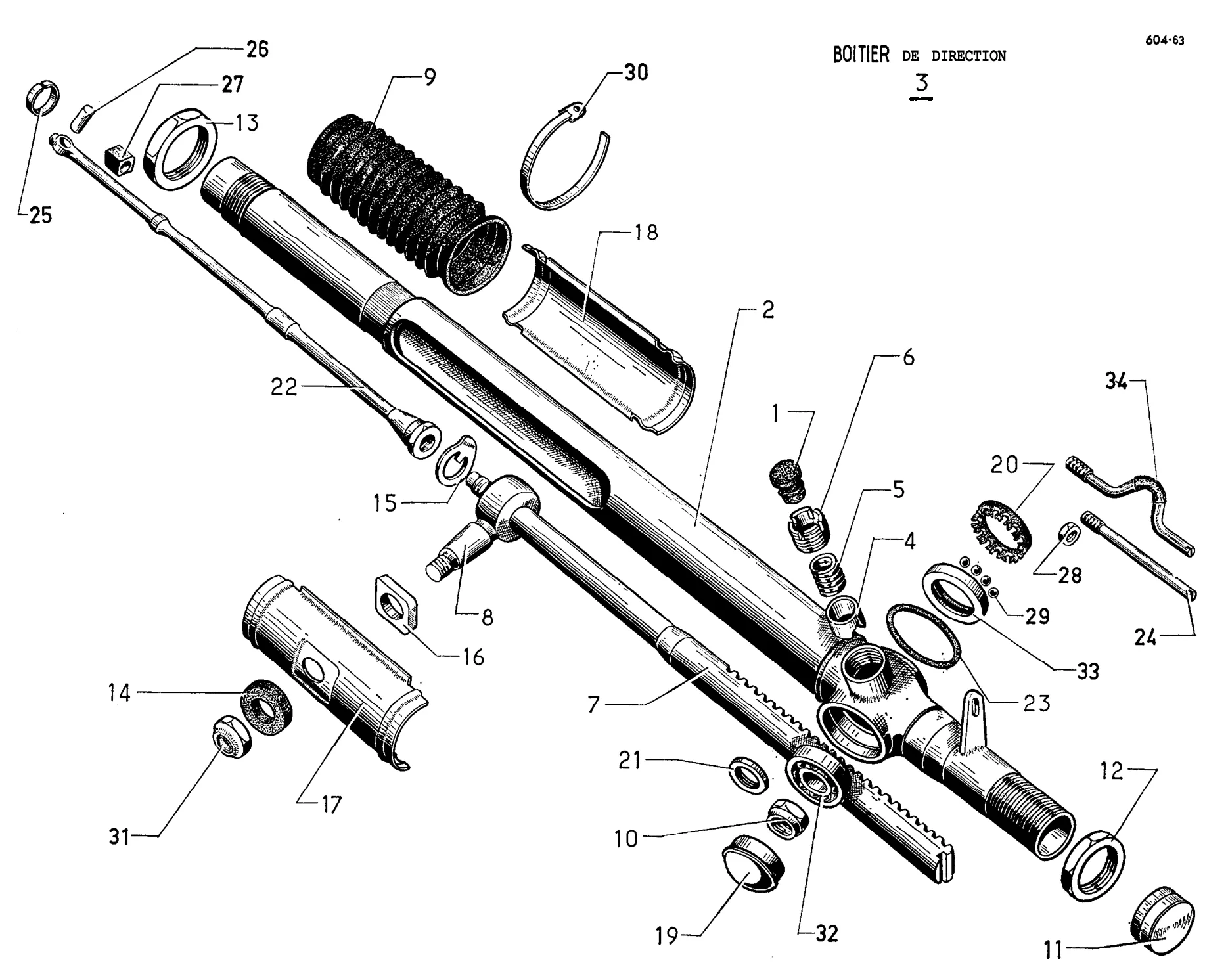 Steering rack, page 224 of 698 — 604 Parts Catalogue — Volume I