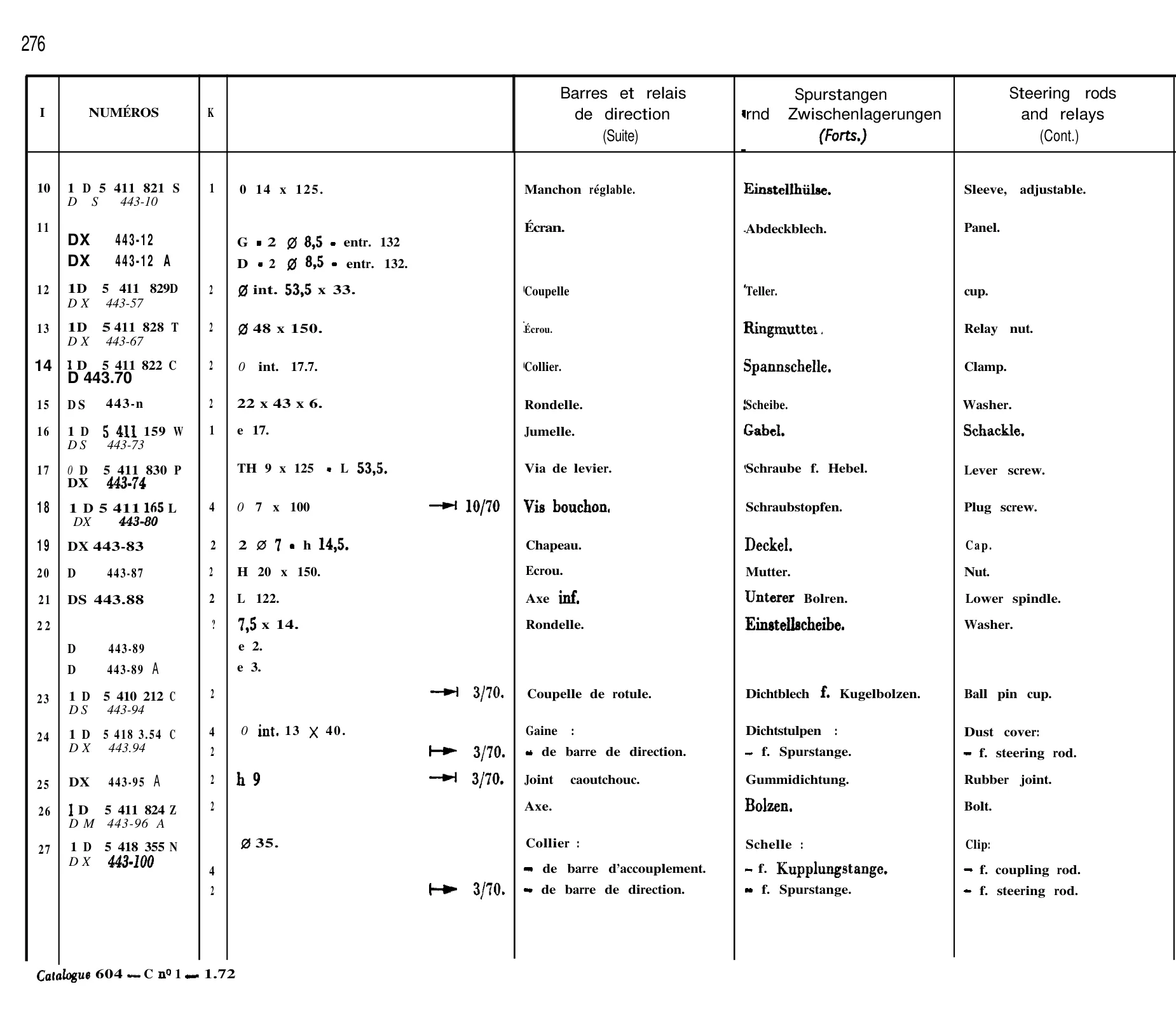 Steering rods and relays, page 233 of 698 — 604 Parts Catalogue — Volume I