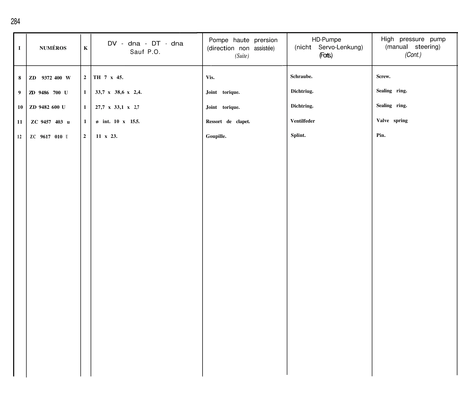 Hydraulic System / High pressure pump (ID), page 239 of 698 — 604 Parts Catalogue — Volume I