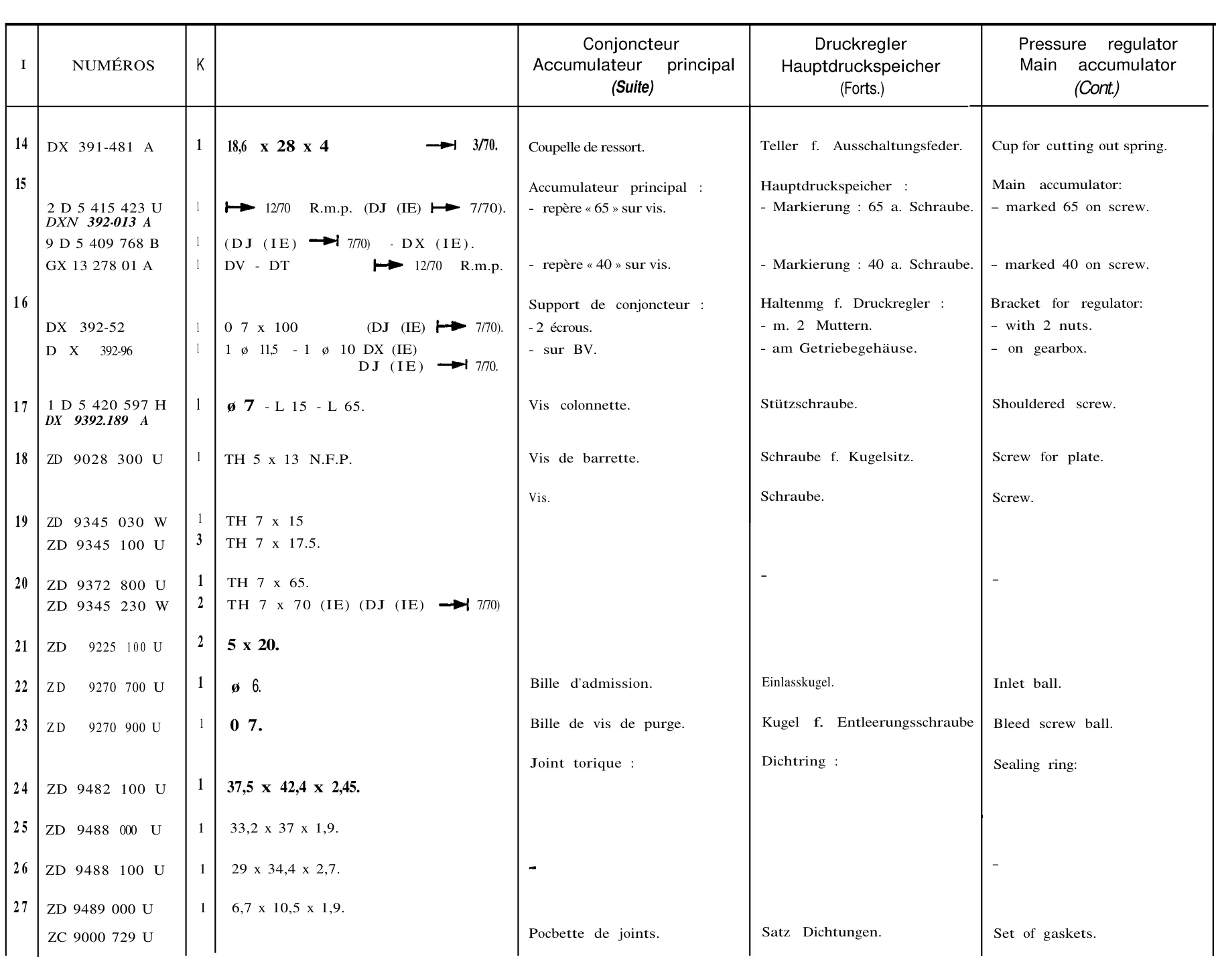 Pressure regulator, page 246 of 698 — 604 Parts Catalogue — Volume I