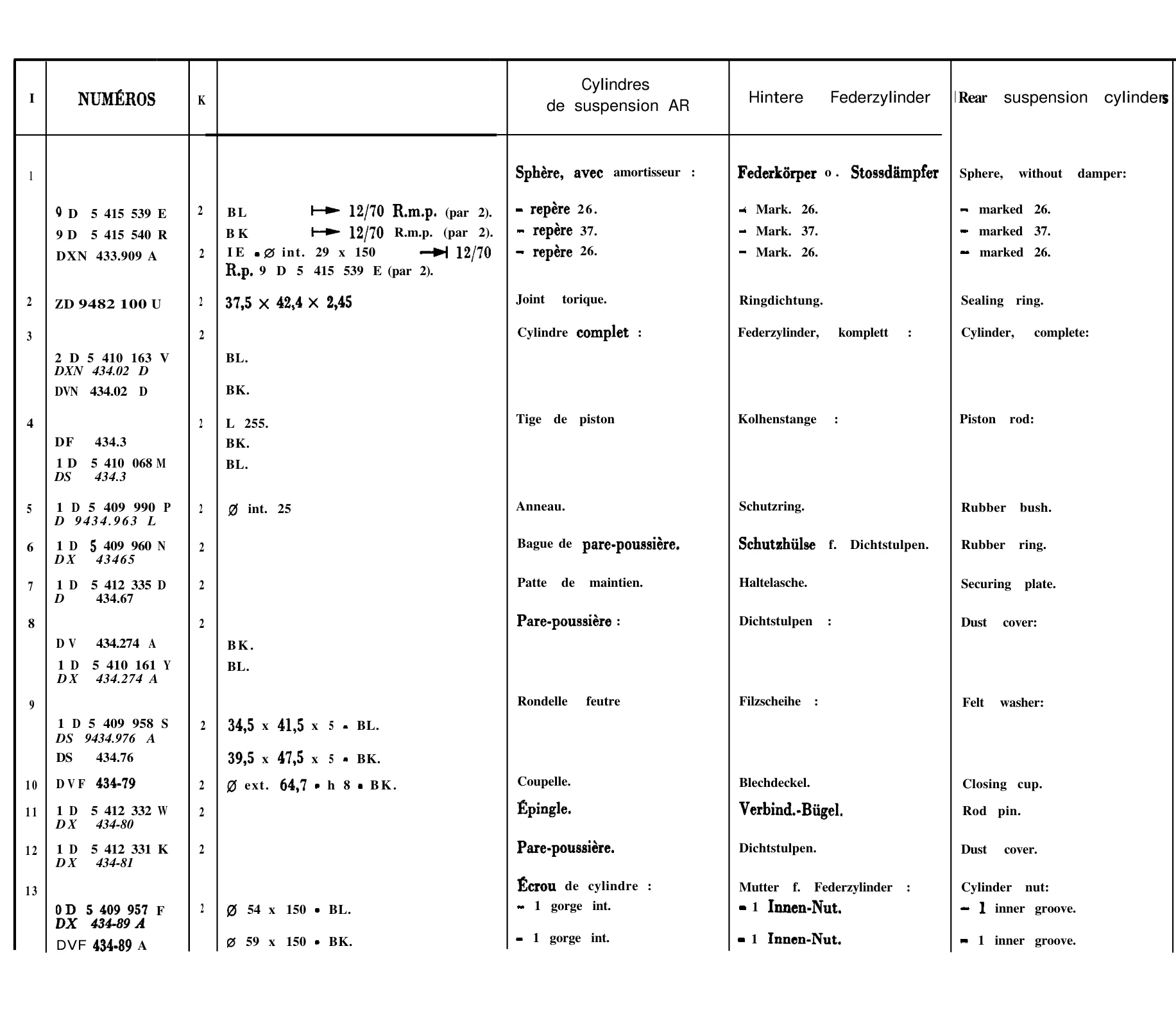 Rear suspension, page 256 of 698 — 604 Parts Catalogue — Volume I