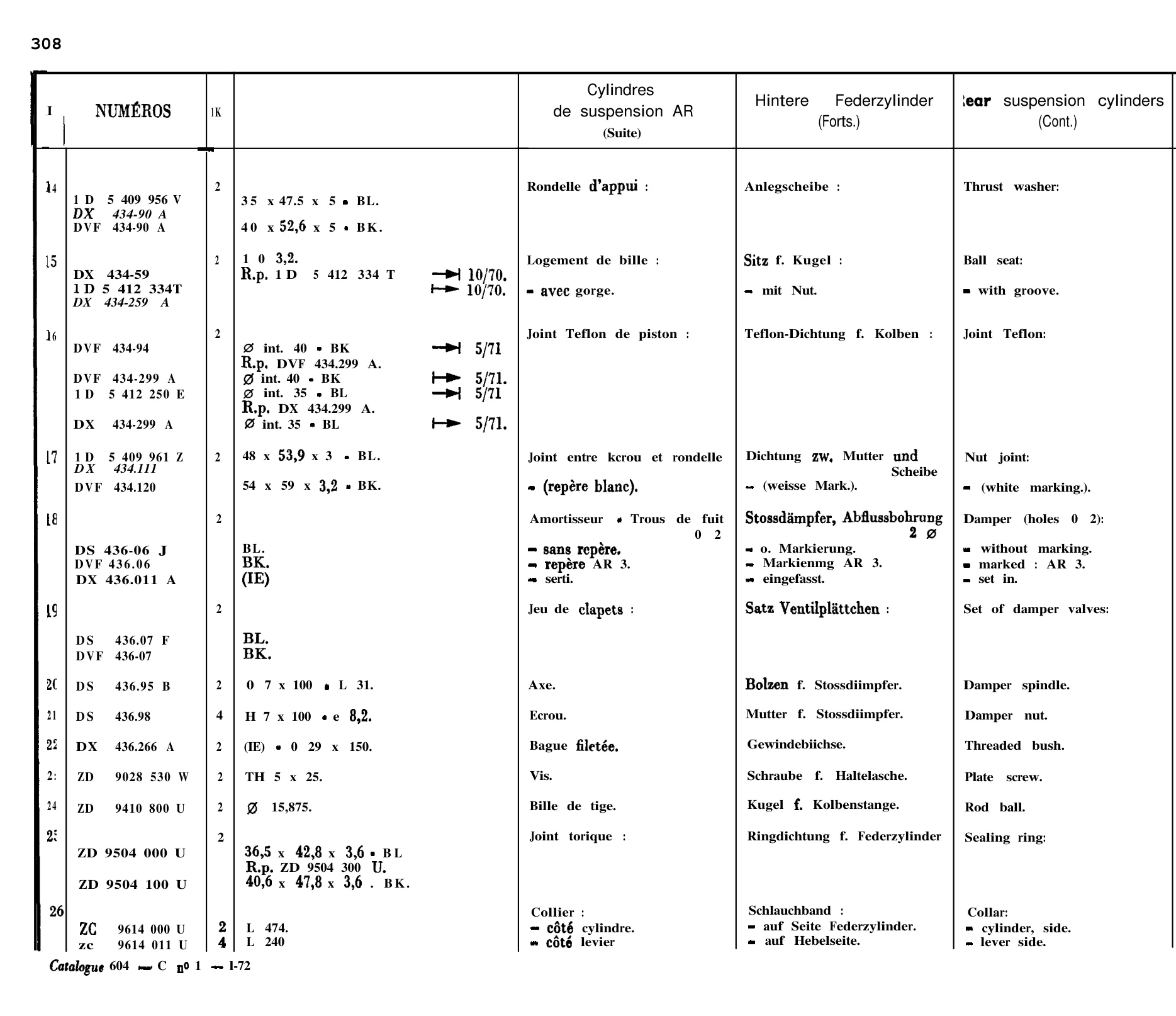 Rear suspension, page 257 of 698 — 604 Parts Catalogue — Volume I