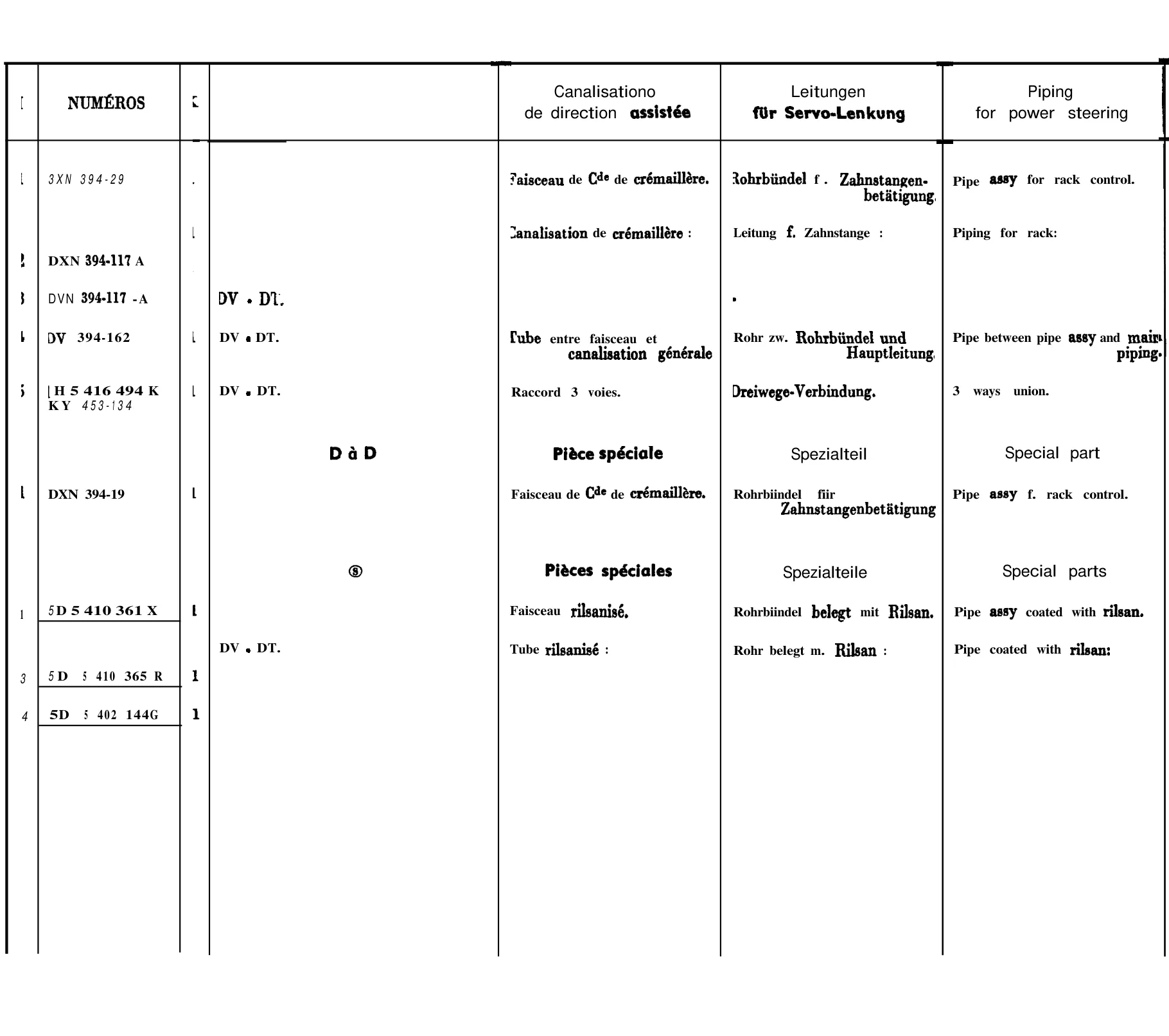 Power steering piping, page 266 of 698 — 604 Parts Catalogue — Volume I