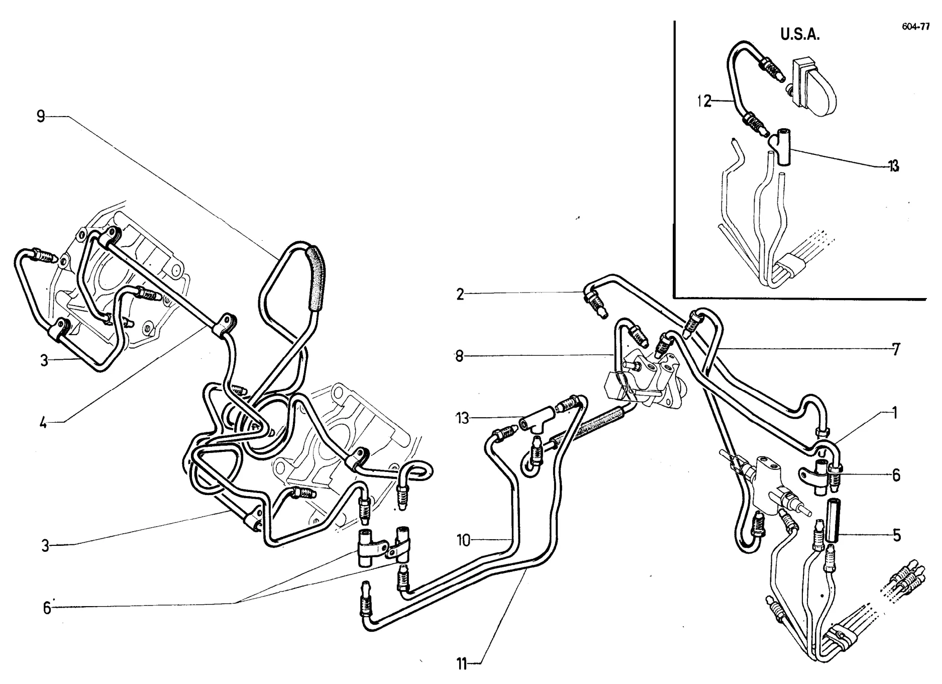Front brake piping, page 267 of 698 — 604 Parts Catalogue — Volume I