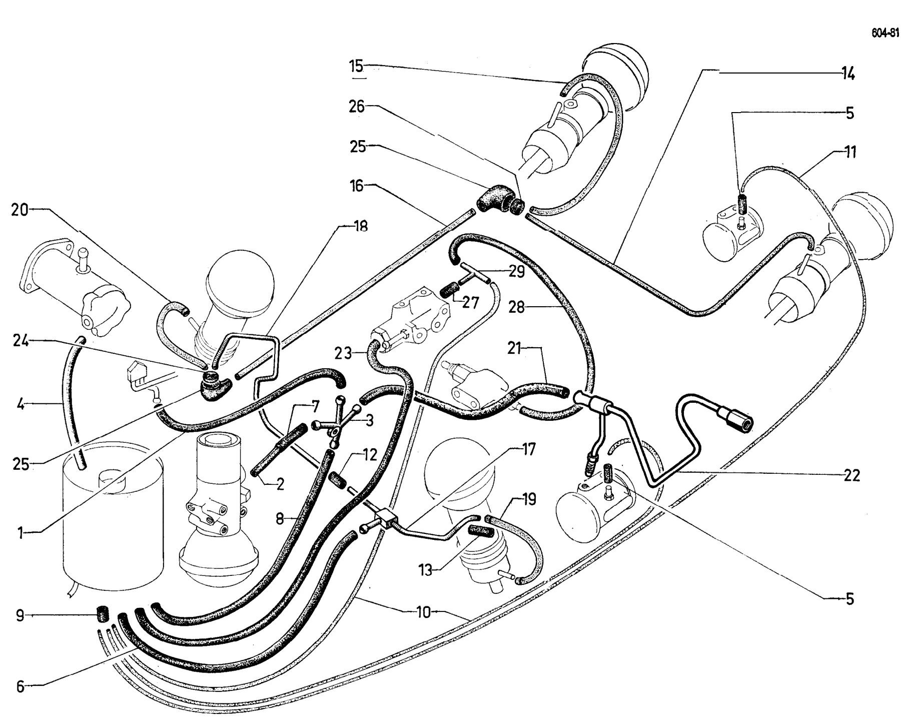 Return piping, page 278 of 698 — 604 Parts Catalogue — Volume I