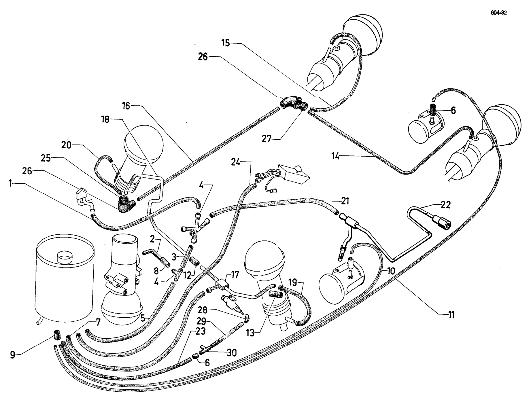Return piping, page 282 of 698 — 604 Parts Catalogue — Volume I