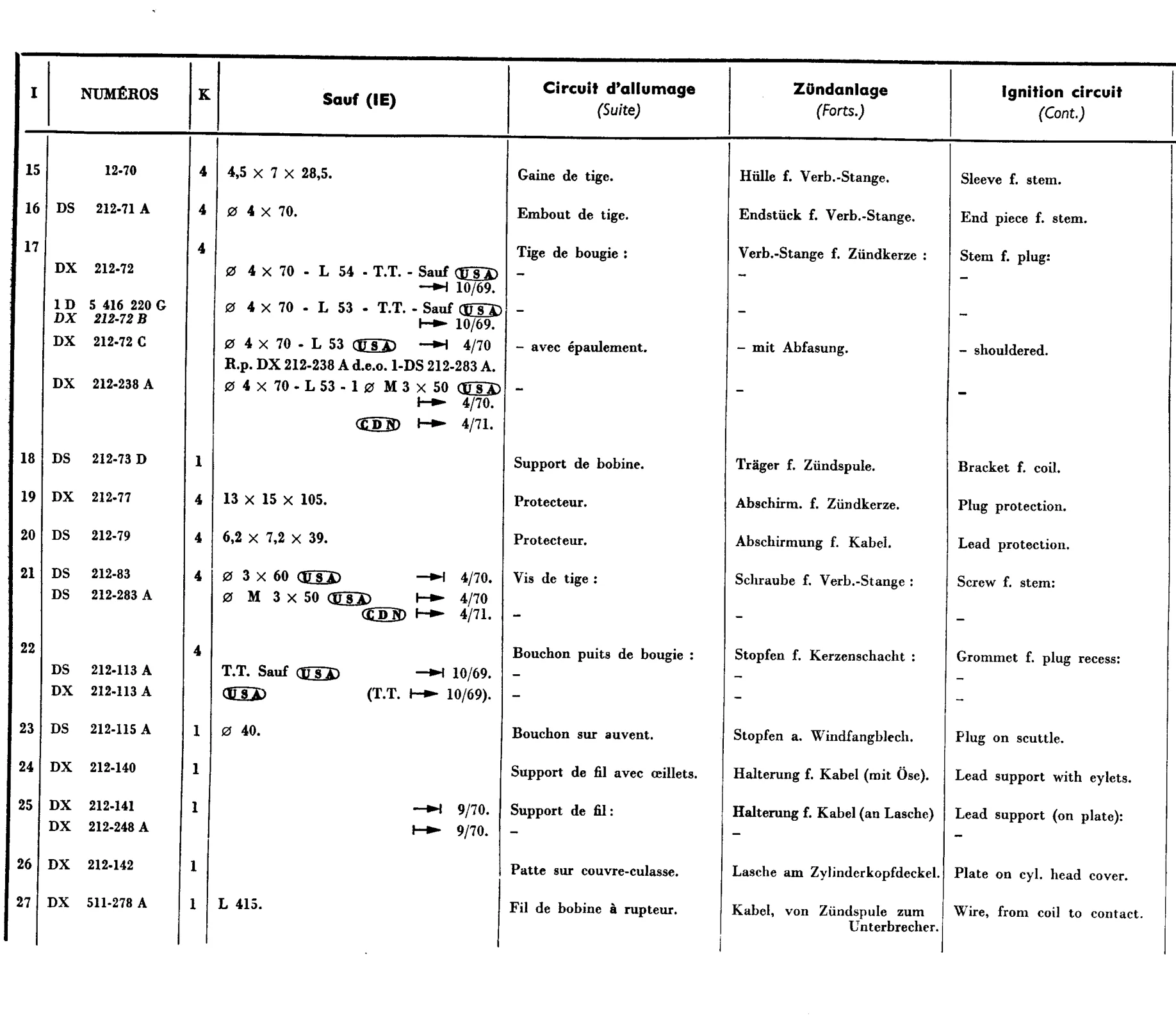 Manual height control, page 301 of 698 — 604 Parts Catalogue — Volume I