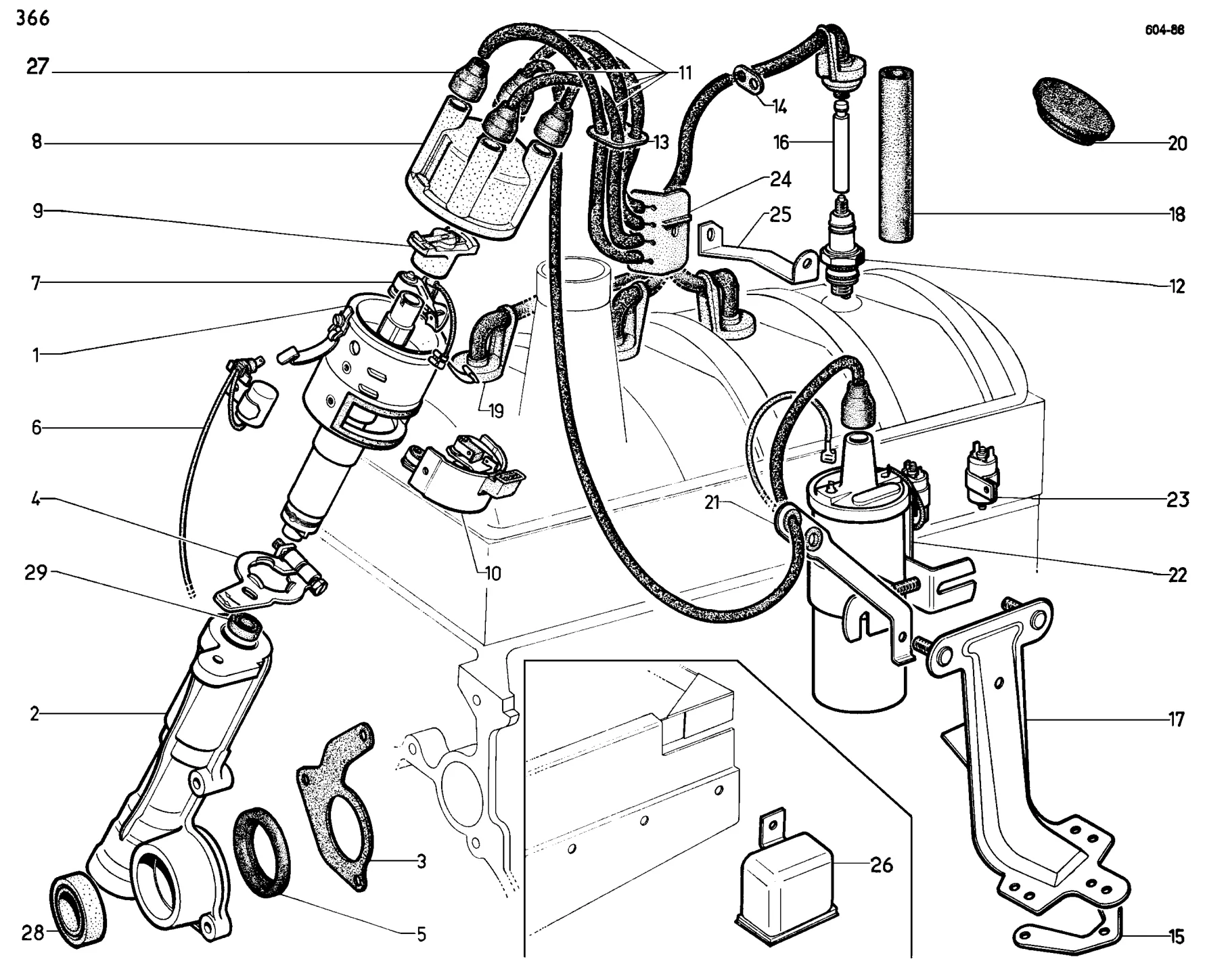 Ignition circuit, page 303 of 698 — 604 Parts Catalogue — Volume I