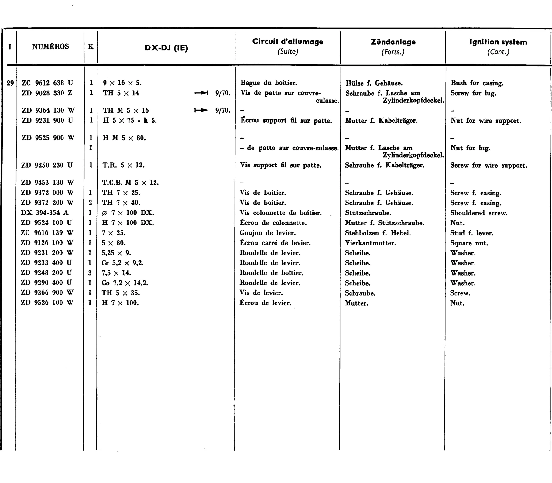 Ignition circuit, page 306 of 698 — 604 Parts Catalogue — Volume I