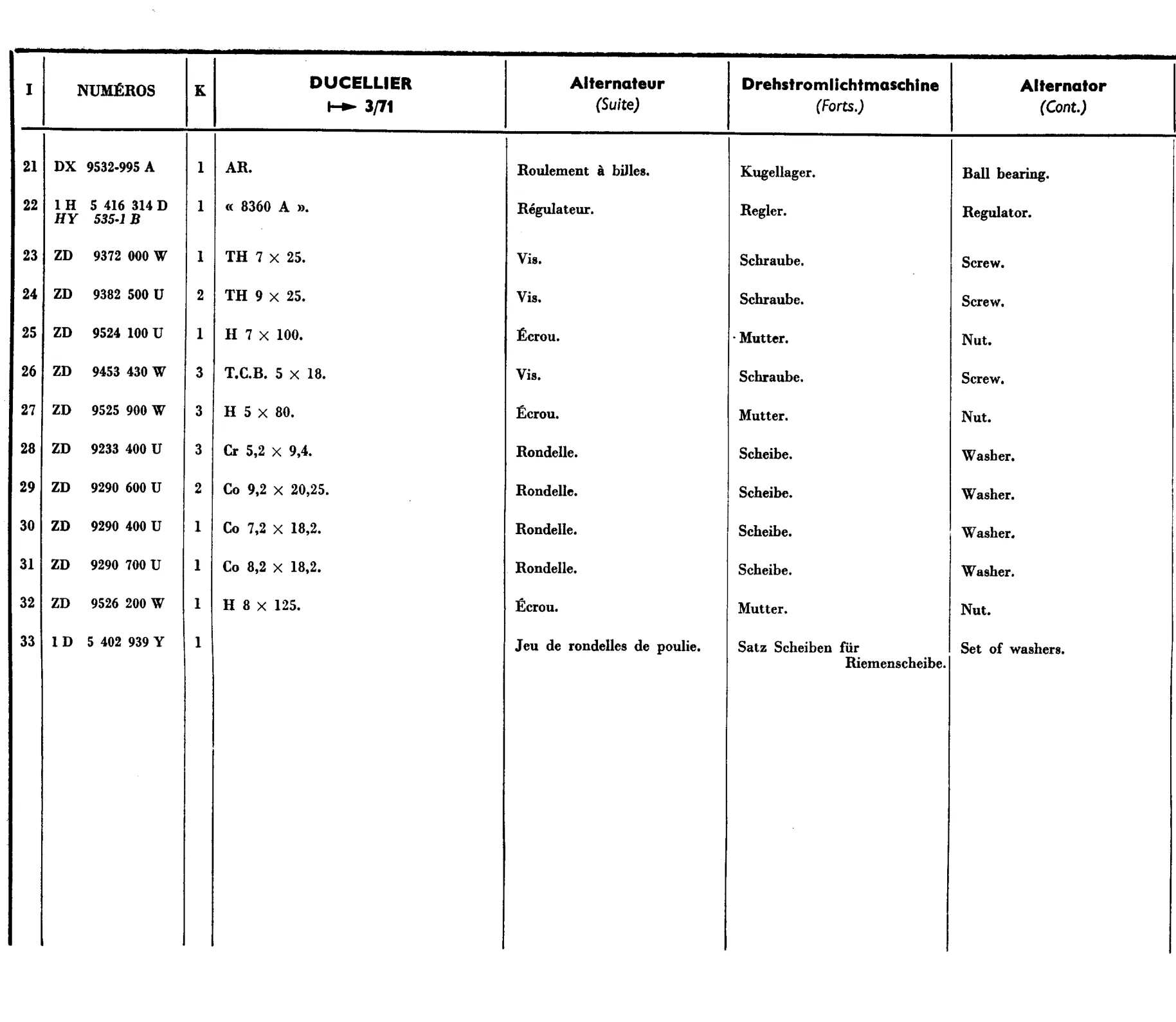 Ducellier 3/73->, page 312 of 698 — 604 Parts Catalogue — Volume I