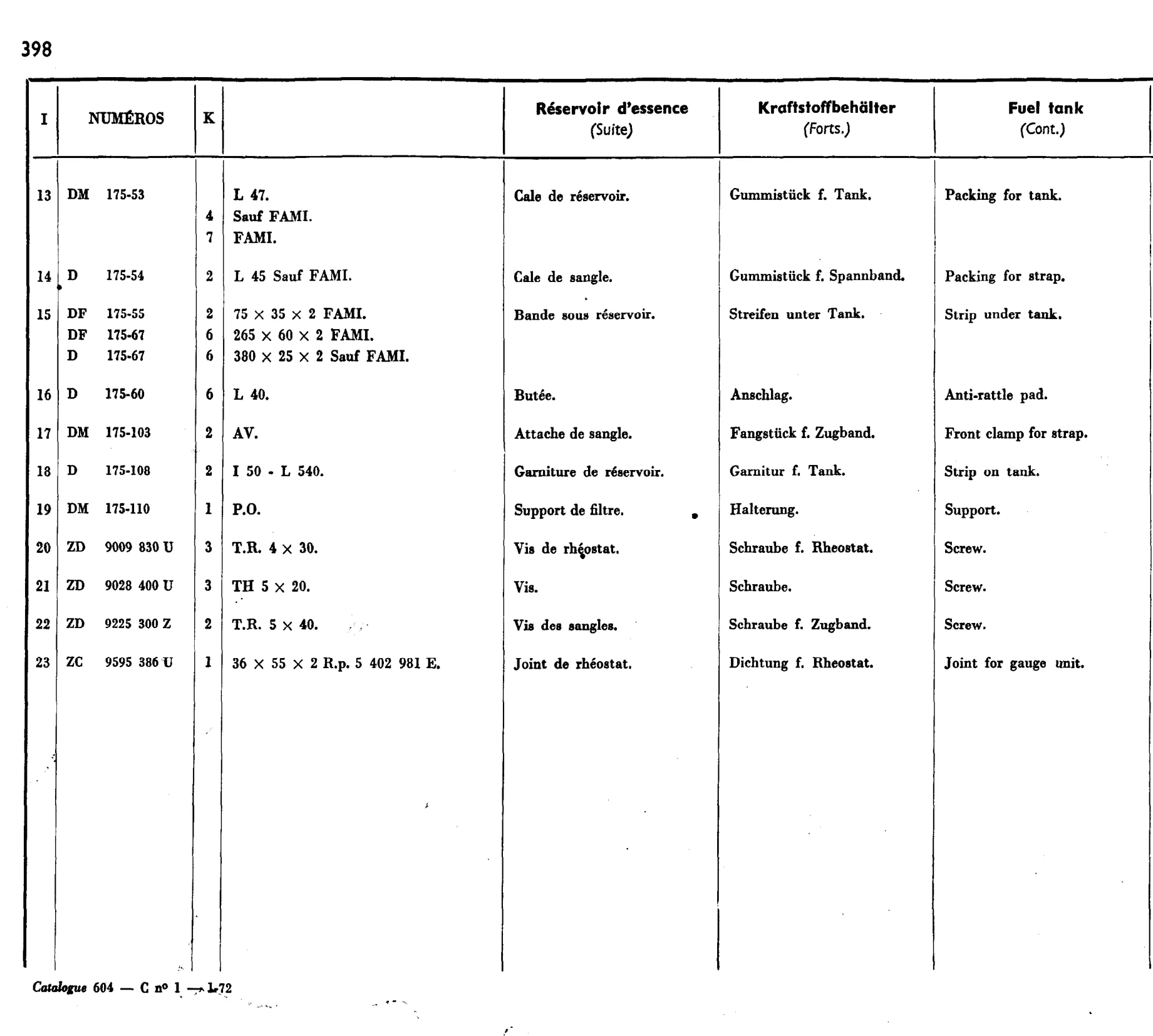 Fuel System / Fuel tank, page 349 of 698 — 604 Parts Catalogue — Volume I