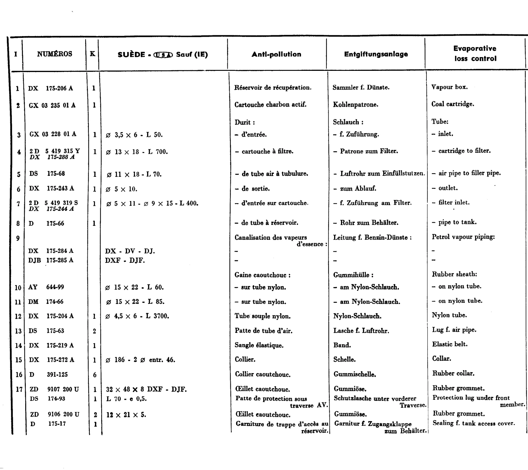 Evaporative loss control, page 354 of 698 — 604 Parts Catalogue — Volume I