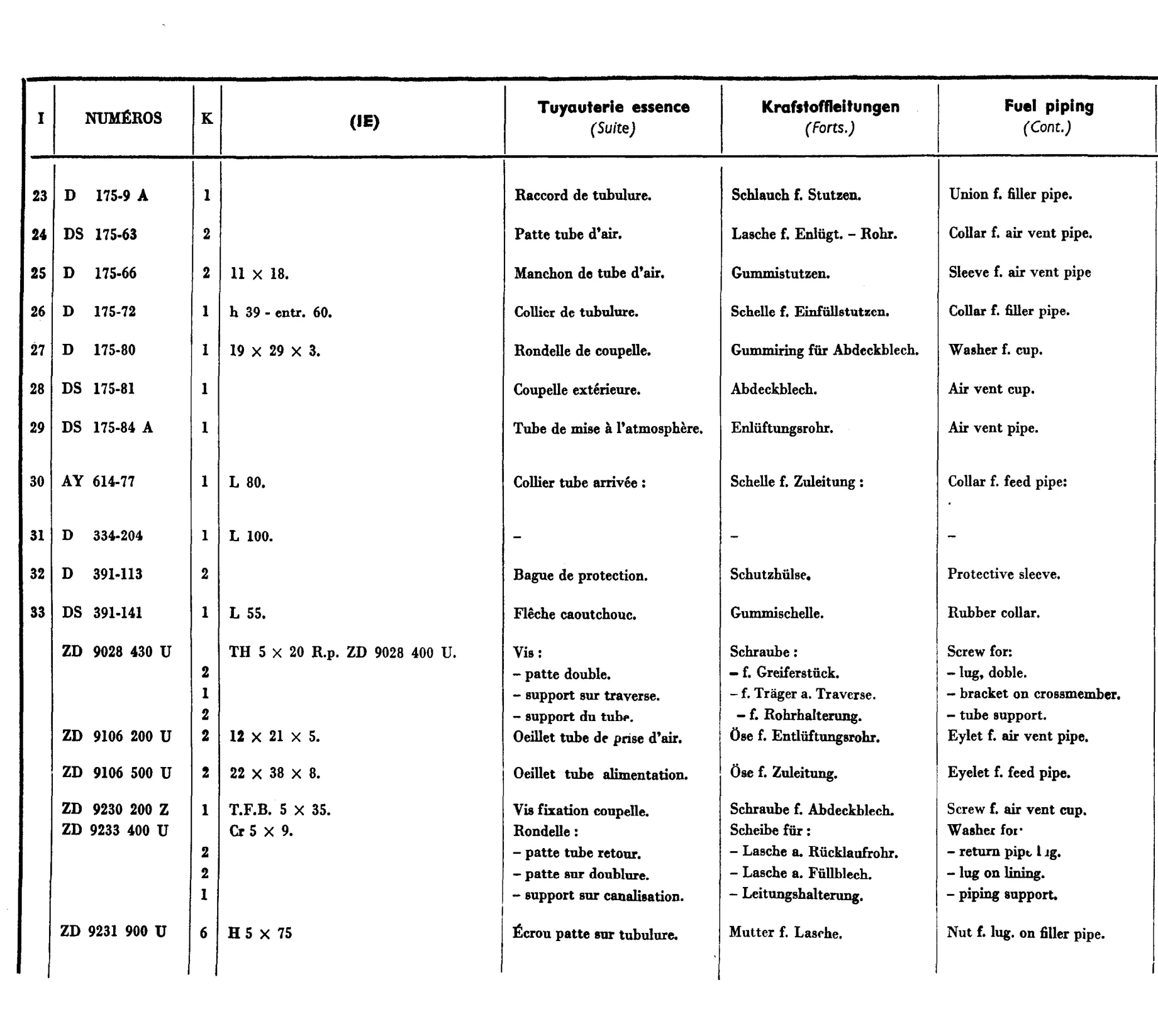 Fuel piping (IE), page 357 of 698 — 604 Parts Catalogue — Volume I