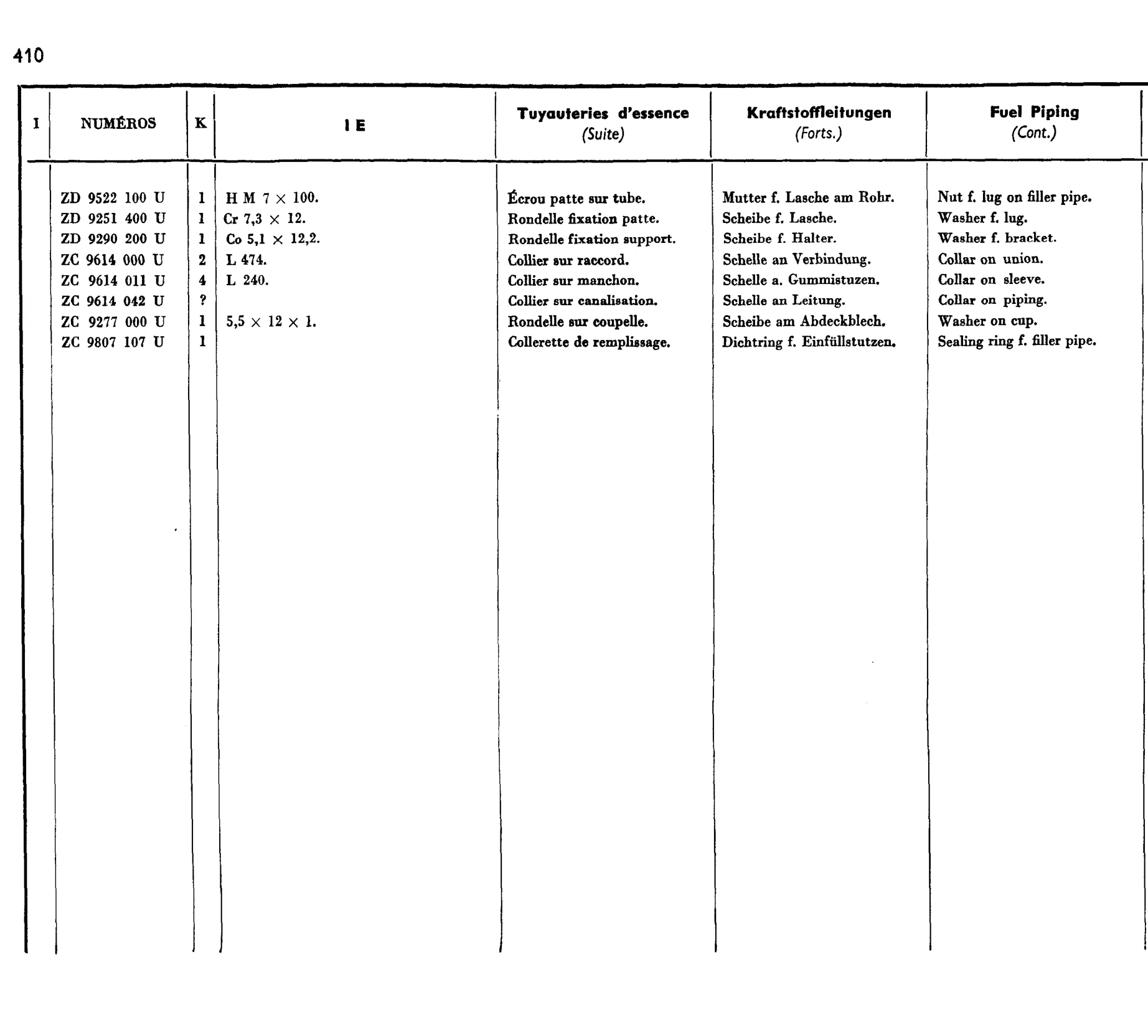 Fuel piping (IE), page 358 of 698 — 604 Parts Catalogue — Volume I