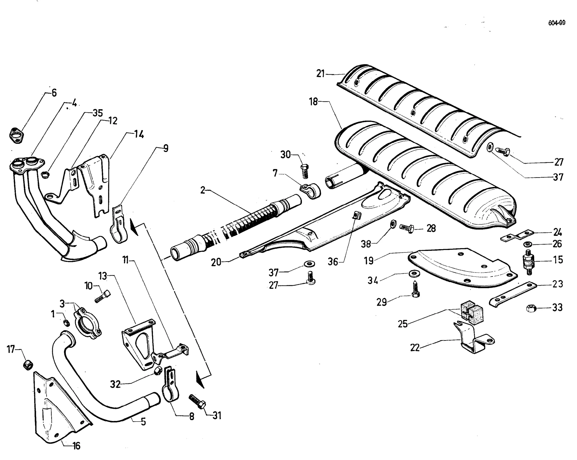 Exhaust / Exhaust system (front), page 364 of 698 — 604 Parts Catalogue — Volume I
