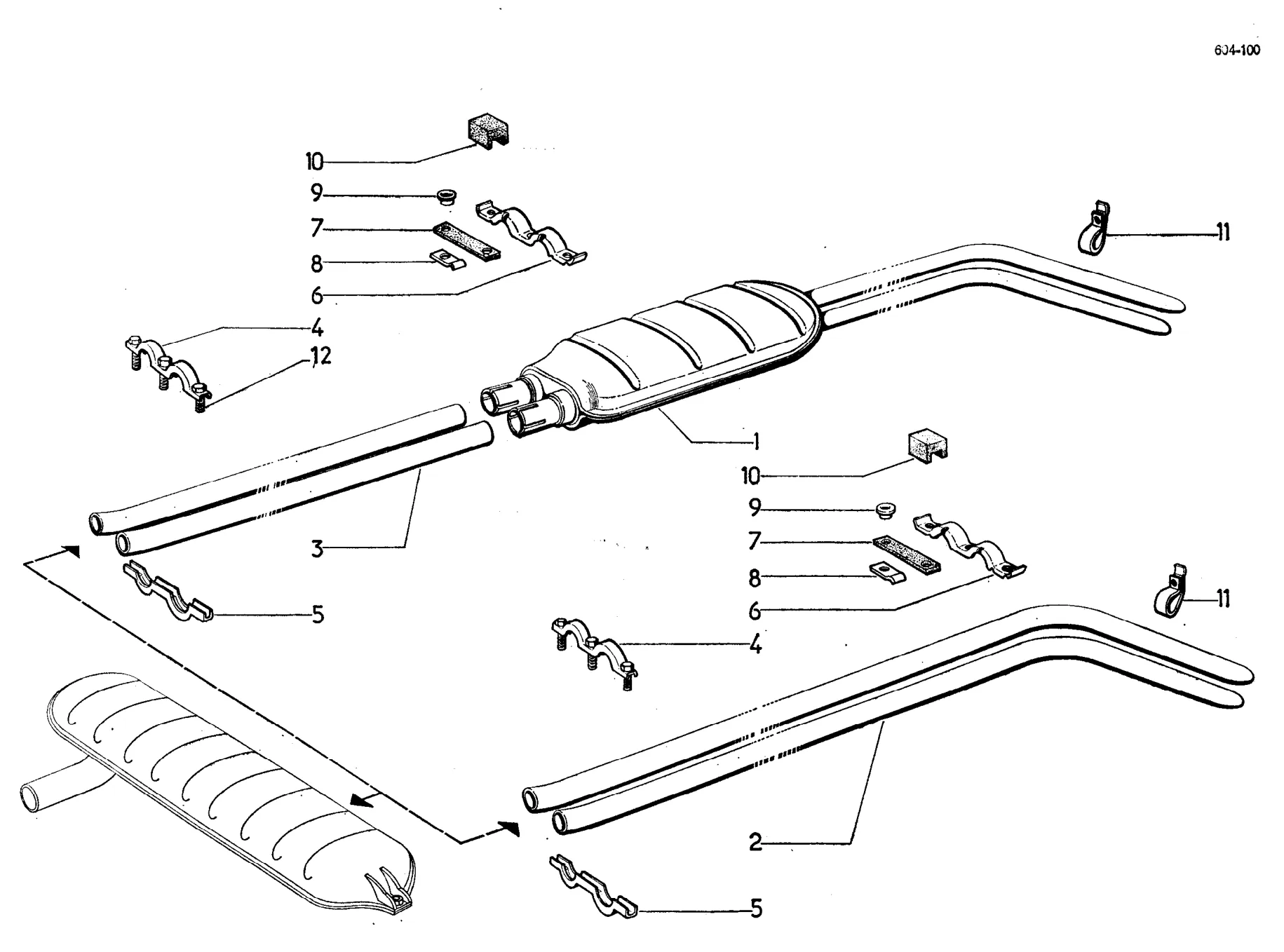 Exhaust system (rear), page 368 of 698 — 604 Parts Catalogue — Volume I