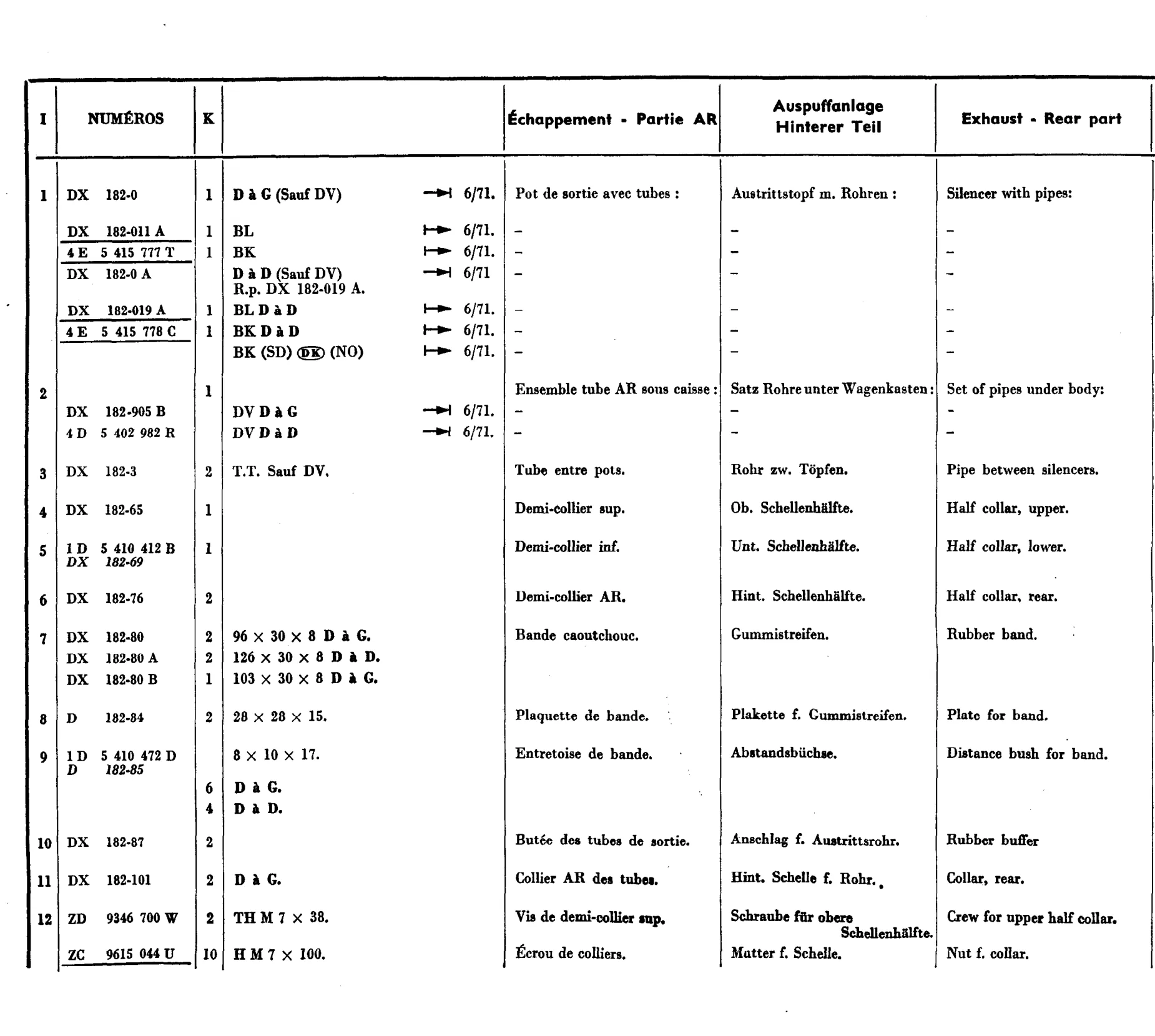 Exhaust system (rear), page 369 of 698 — 604 Parts Catalogue — Volume I